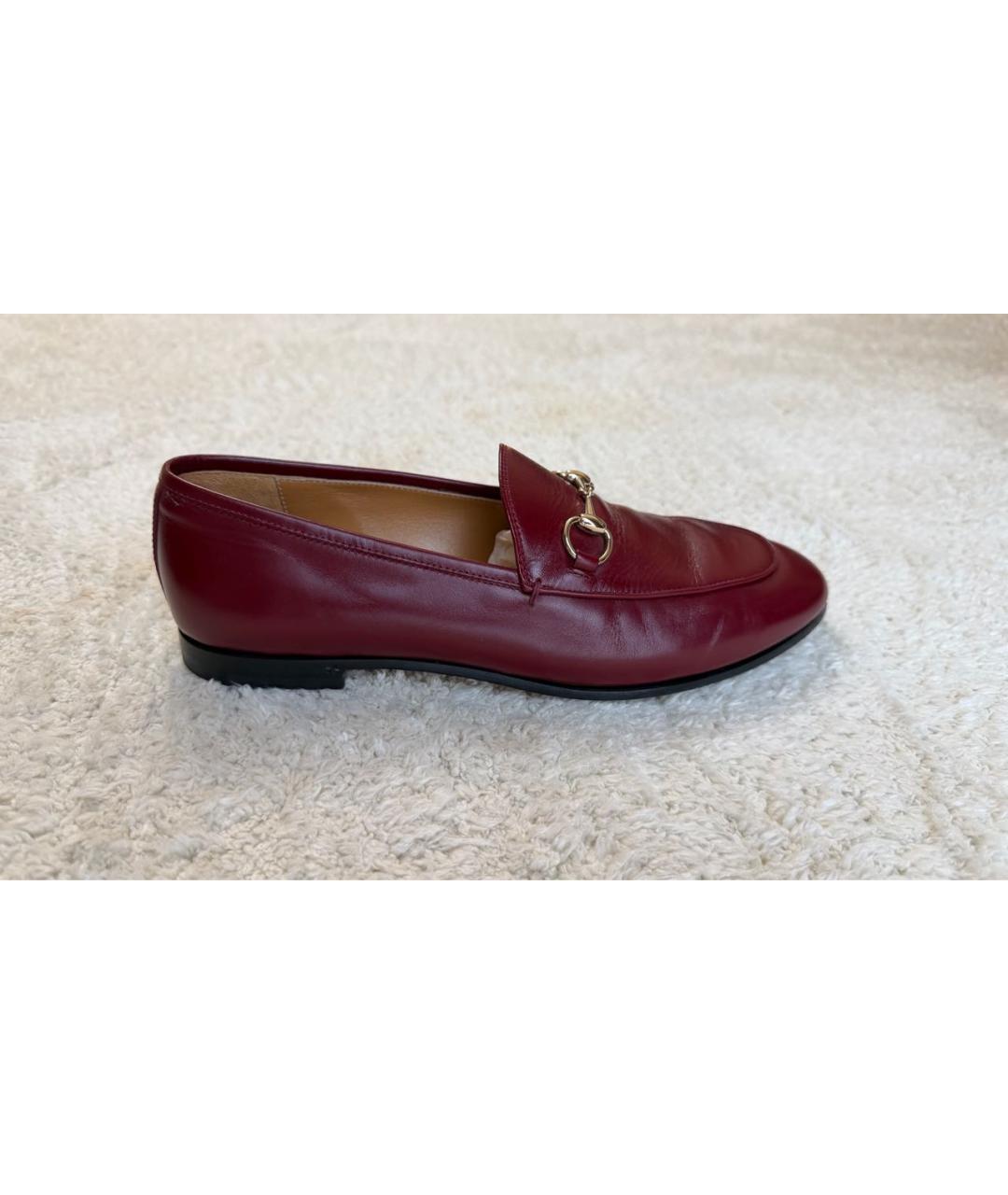 GUCCI Бордовые кожаные лоферы, фото 7