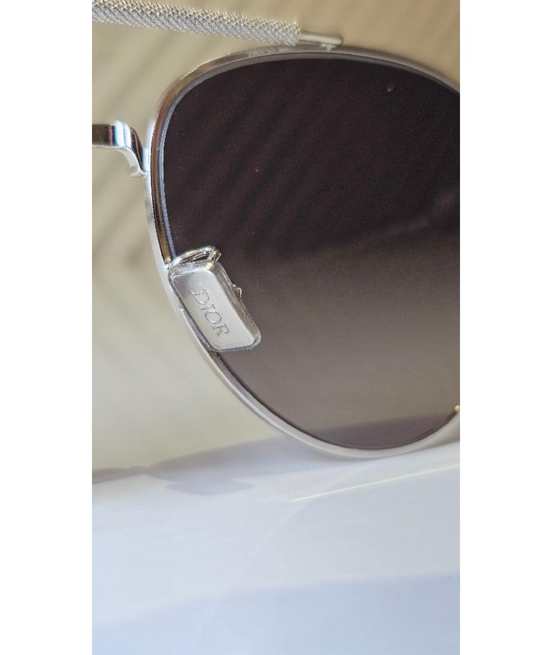 CHRISTIAN DIOR Серебряные металлические солнцезащитные очки, фото 5