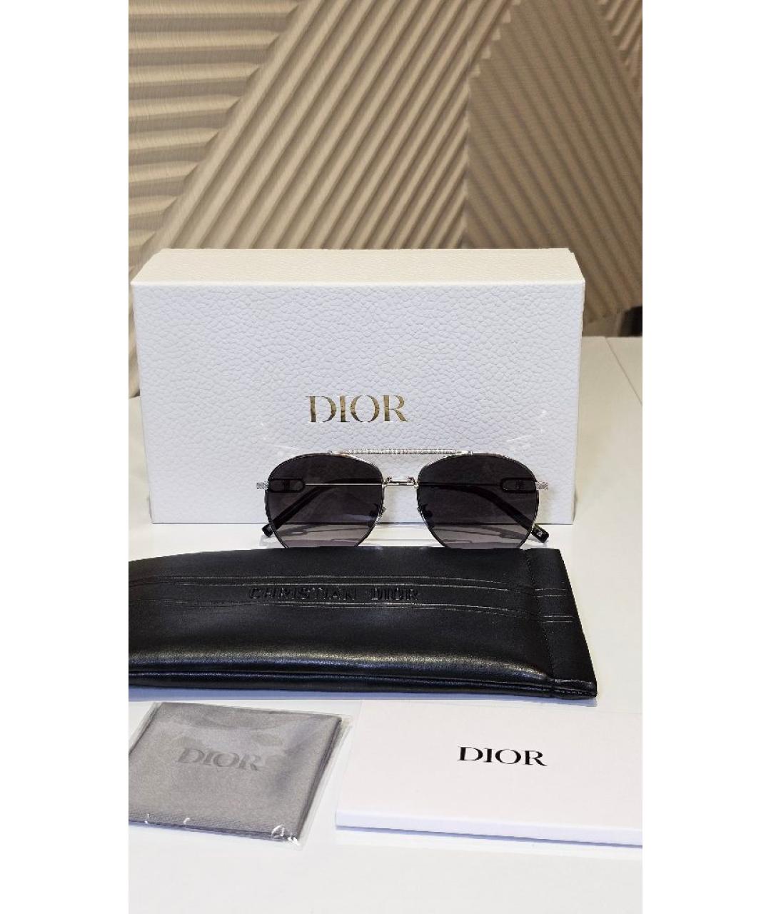 CHRISTIAN DIOR Серебряные металлические солнцезащитные очки, фото 4