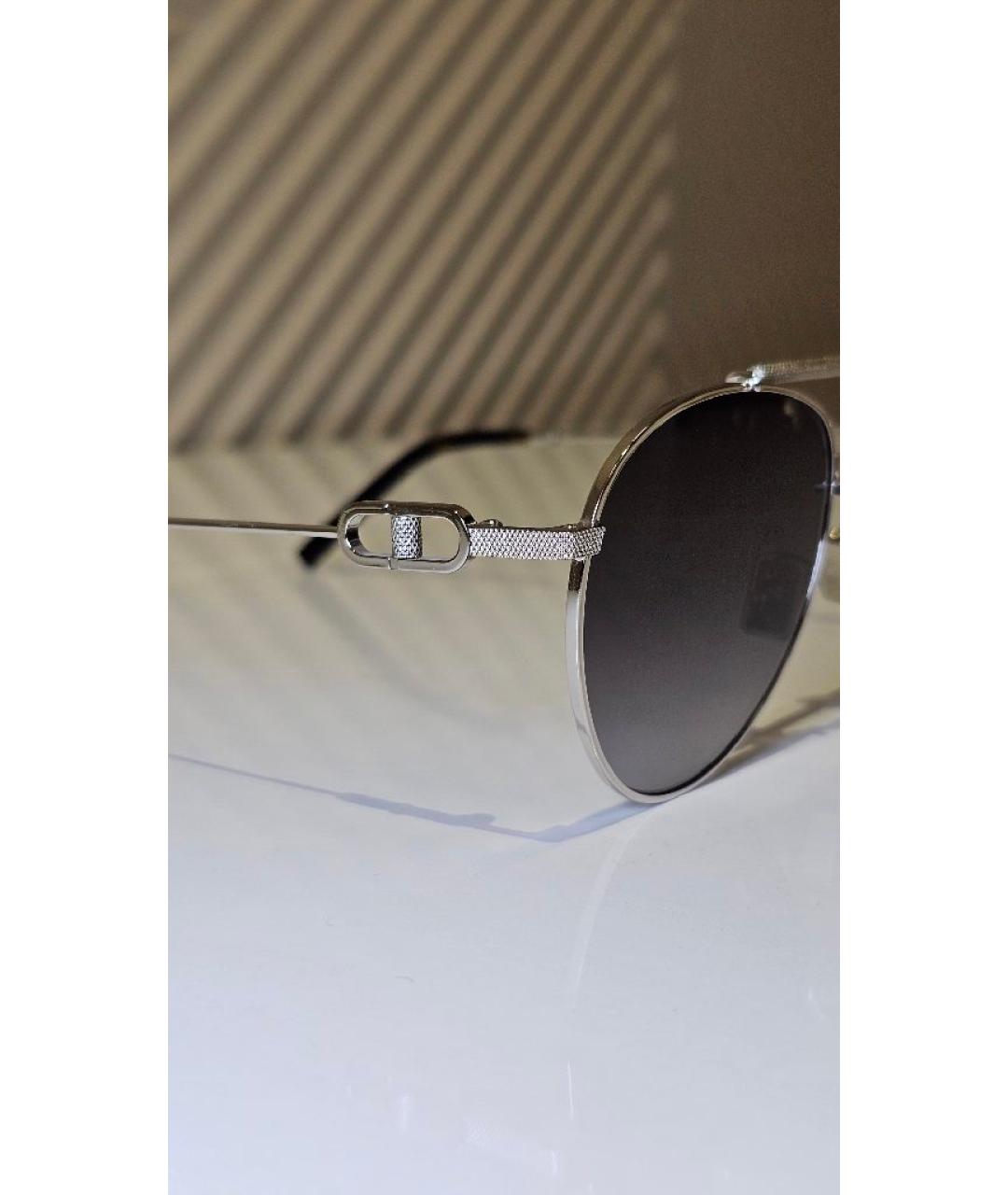 CHRISTIAN DIOR Серебряные металлические солнцезащитные очки, фото 2
