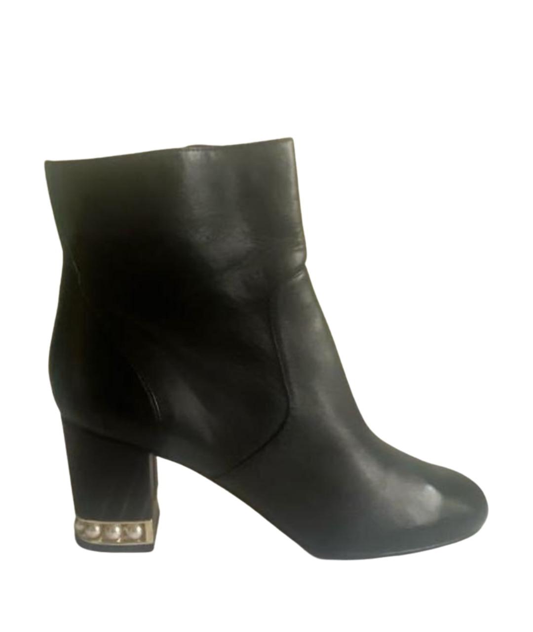 KARL LAGERFELD Черные кожаные ботильоны, фото 1
