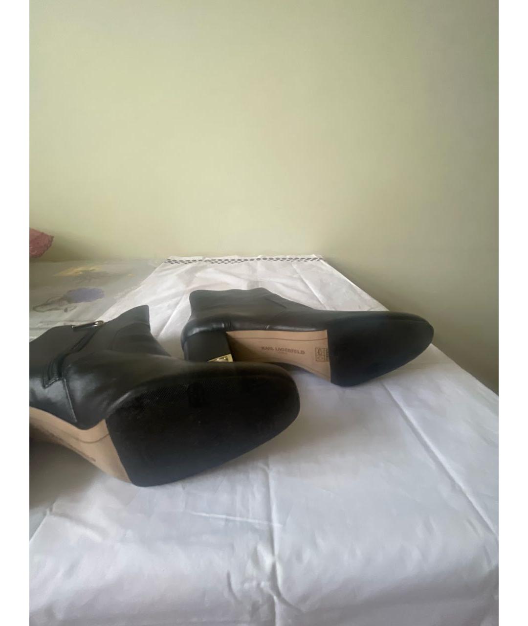 KARL LAGERFELD Черные кожаные ботильоны, фото 5