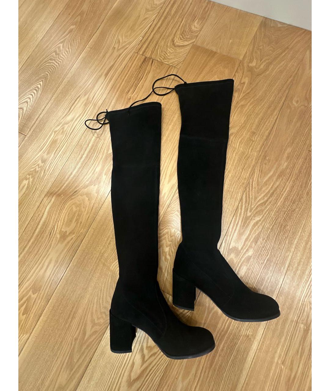 STUART WEITZMAN Черные замшевые ботфорты, фото 9
