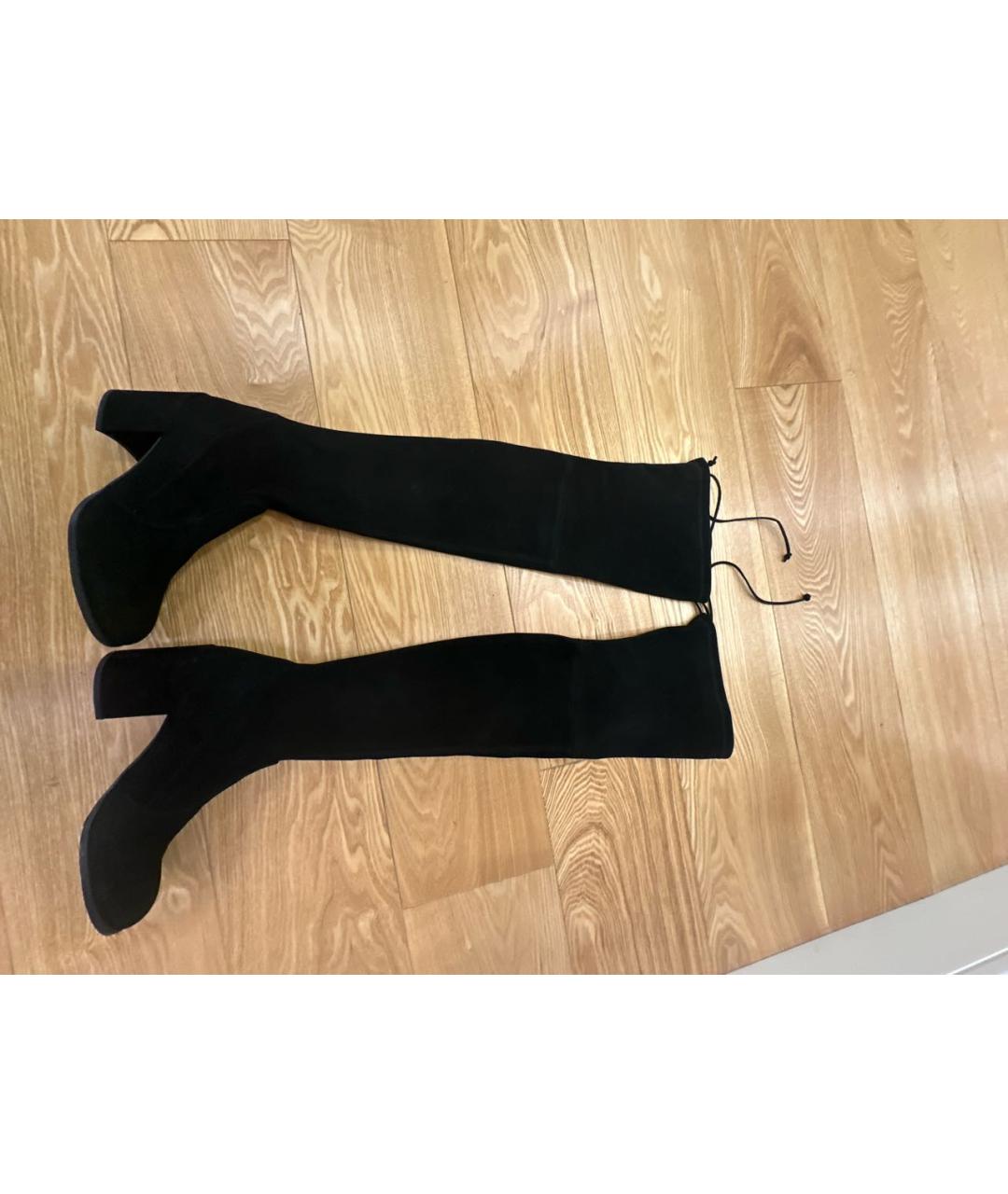 STUART WEITZMAN Черные замшевые ботфорты, фото 8