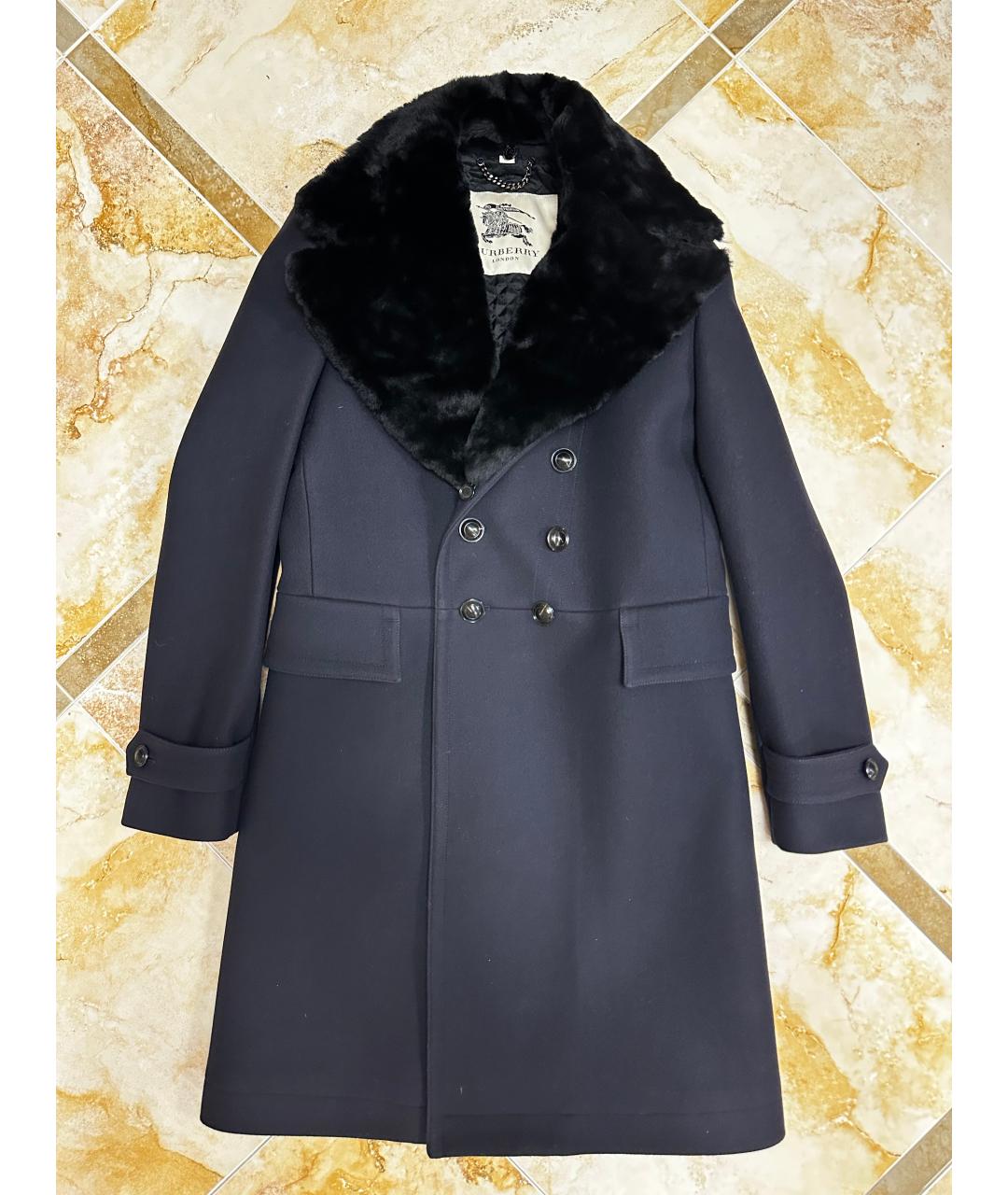 BURBERRY Синее вискозное пальто, фото 7