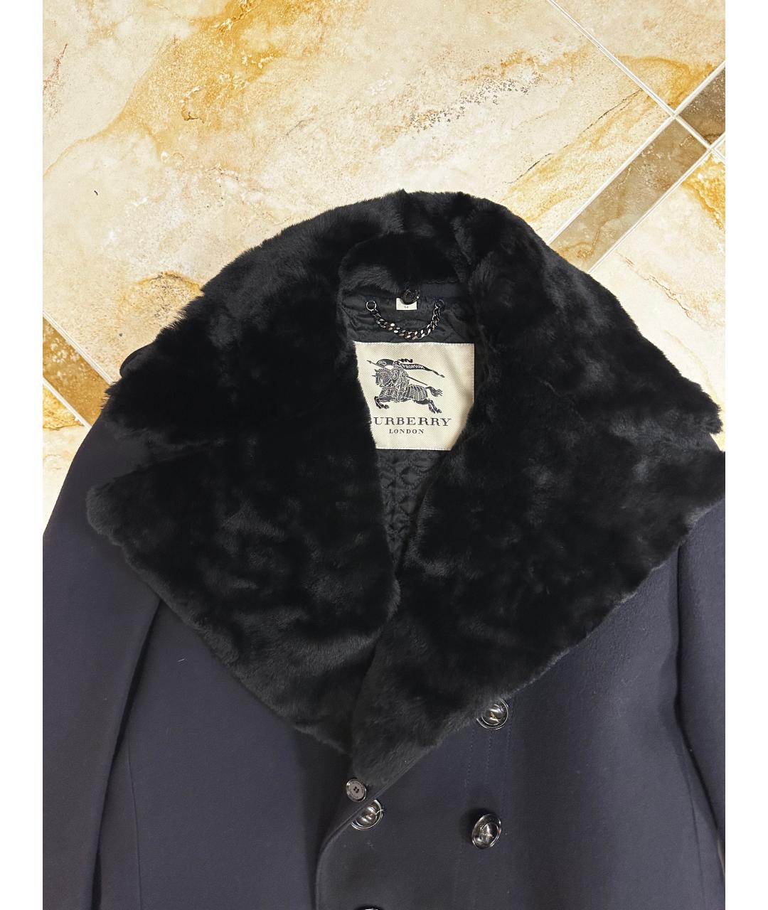 BURBERRY Синее вискозное пальто, фото 3