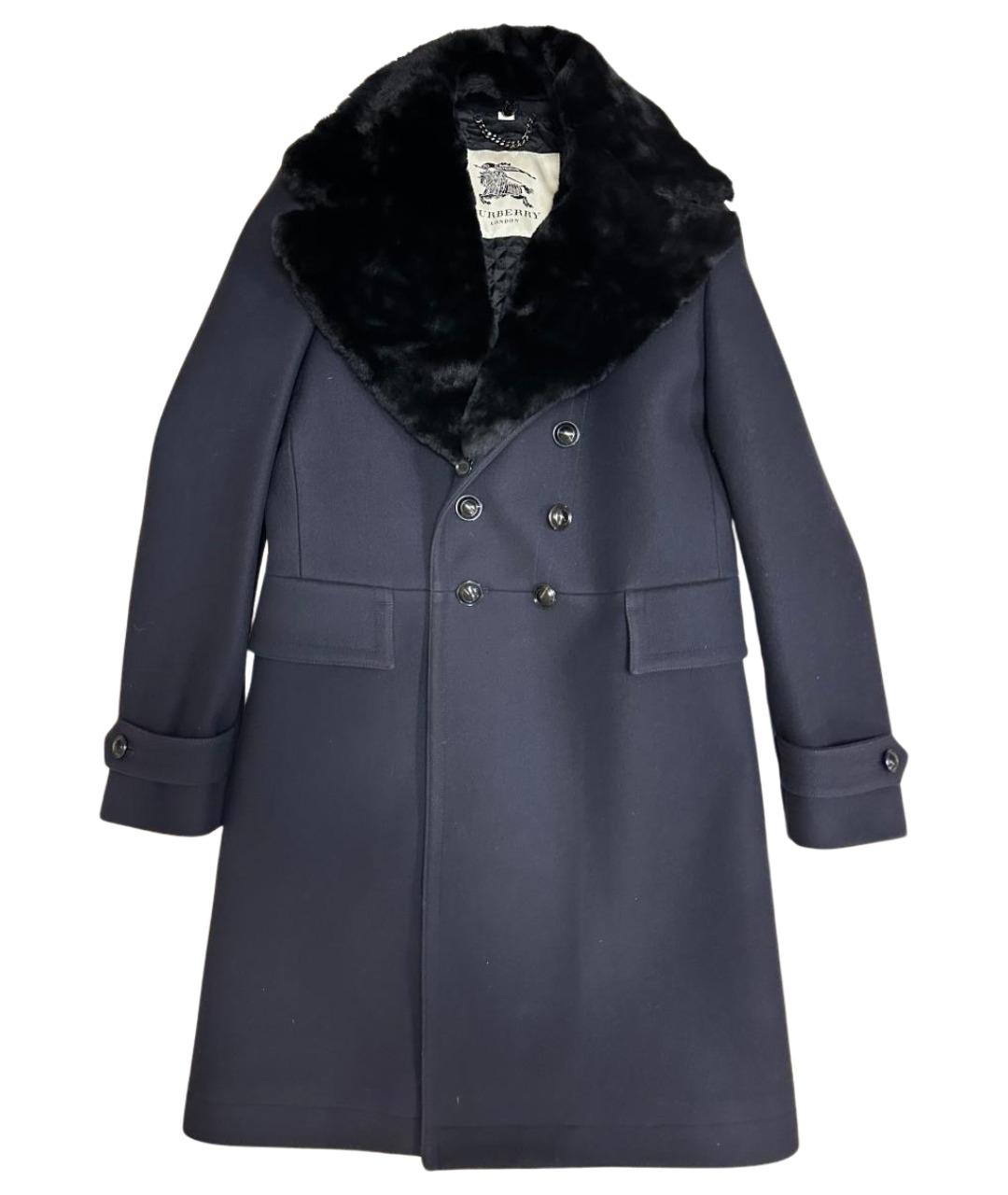 BURBERRY Синее вискозное пальто, фото 1