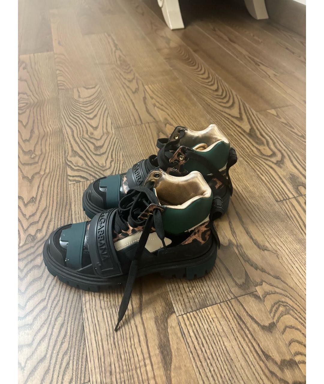 DOLCE&GABBANA Черные кожаные ботинки, фото 2