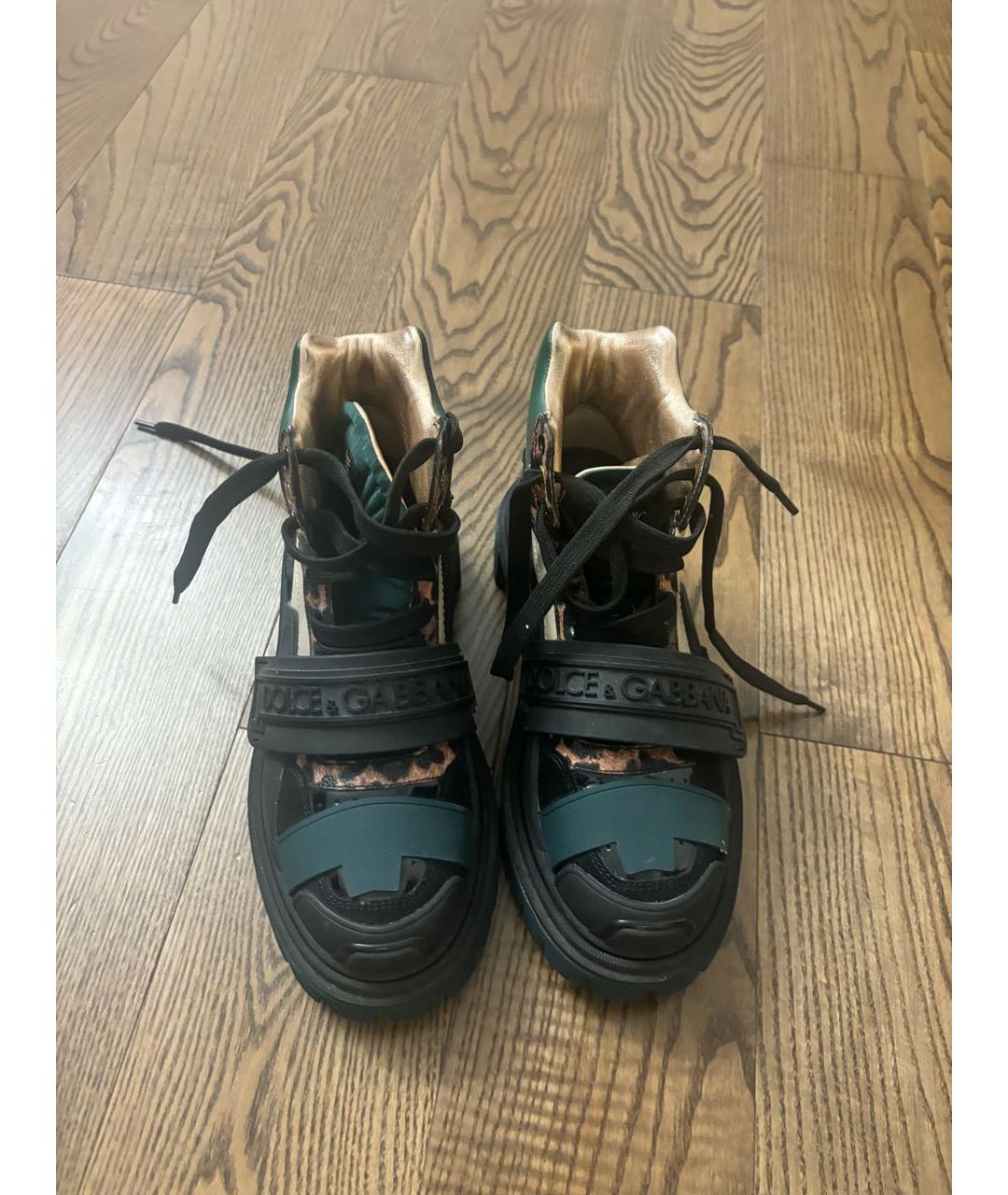 DOLCE&GABBANA Черные кожаные ботинки, фото 4