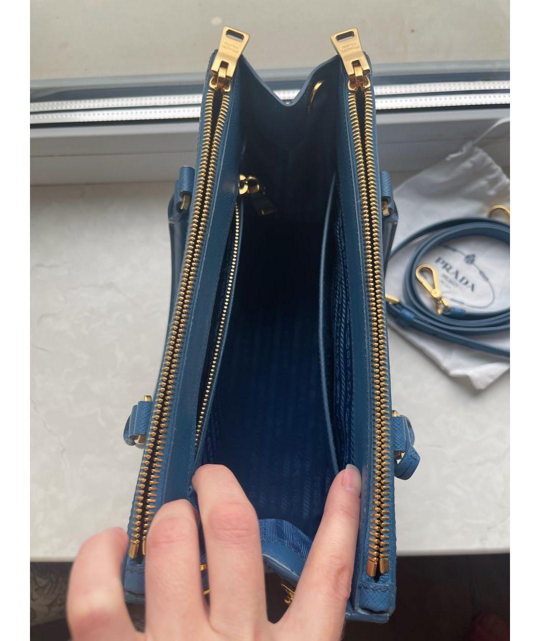 PRADA Синяя кожаная сумка с короткими ручками, фото 4
