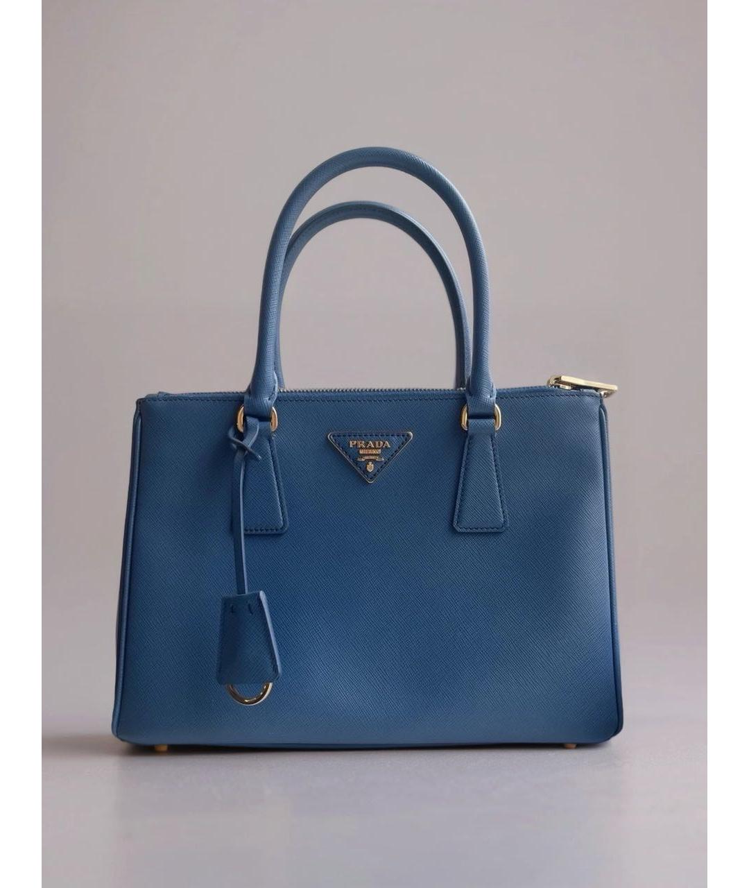 PRADA Синяя кожаная сумка с короткими ручками, фото 9