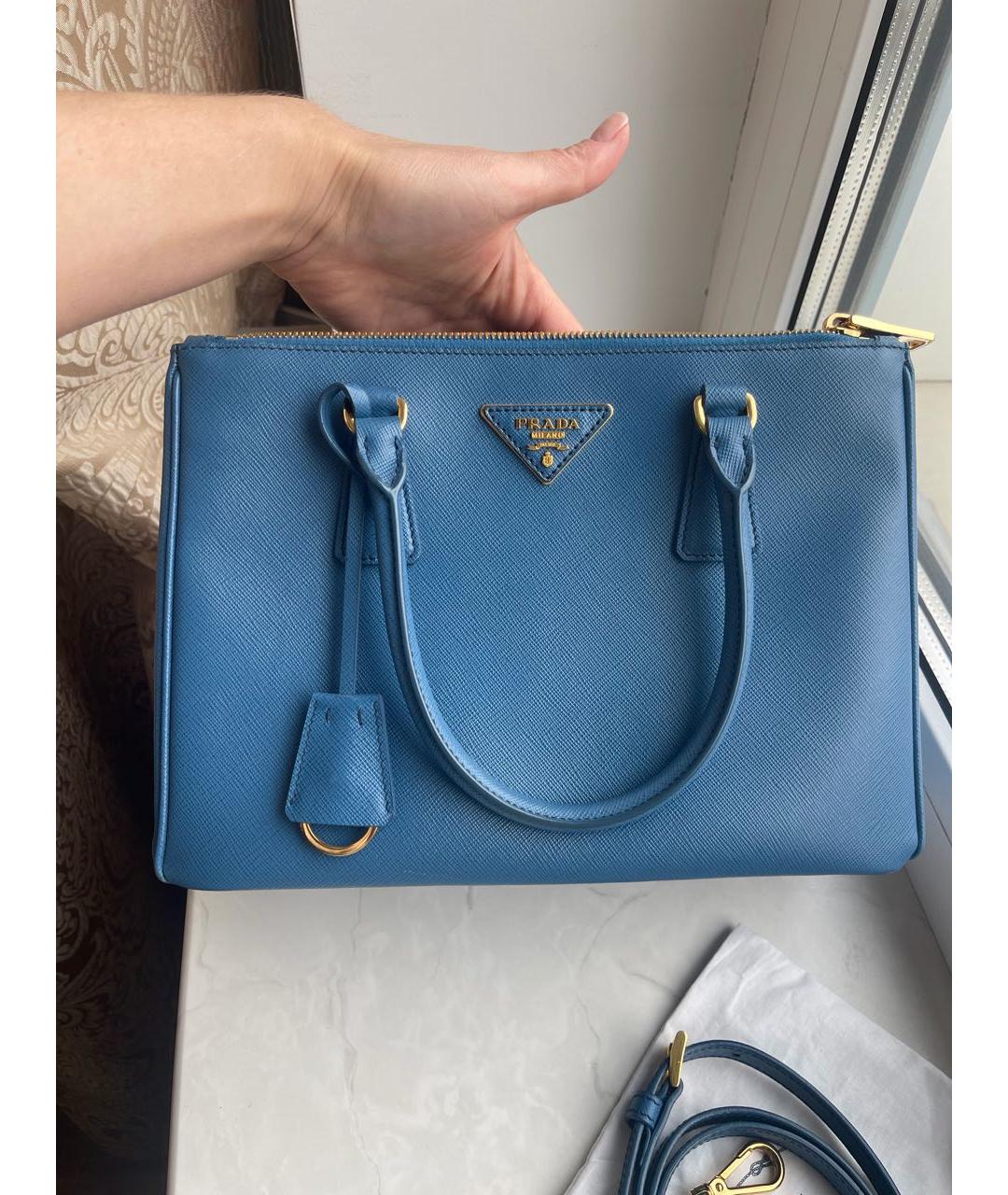 PRADA Синяя кожаная сумка с короткими ручками, фото 3