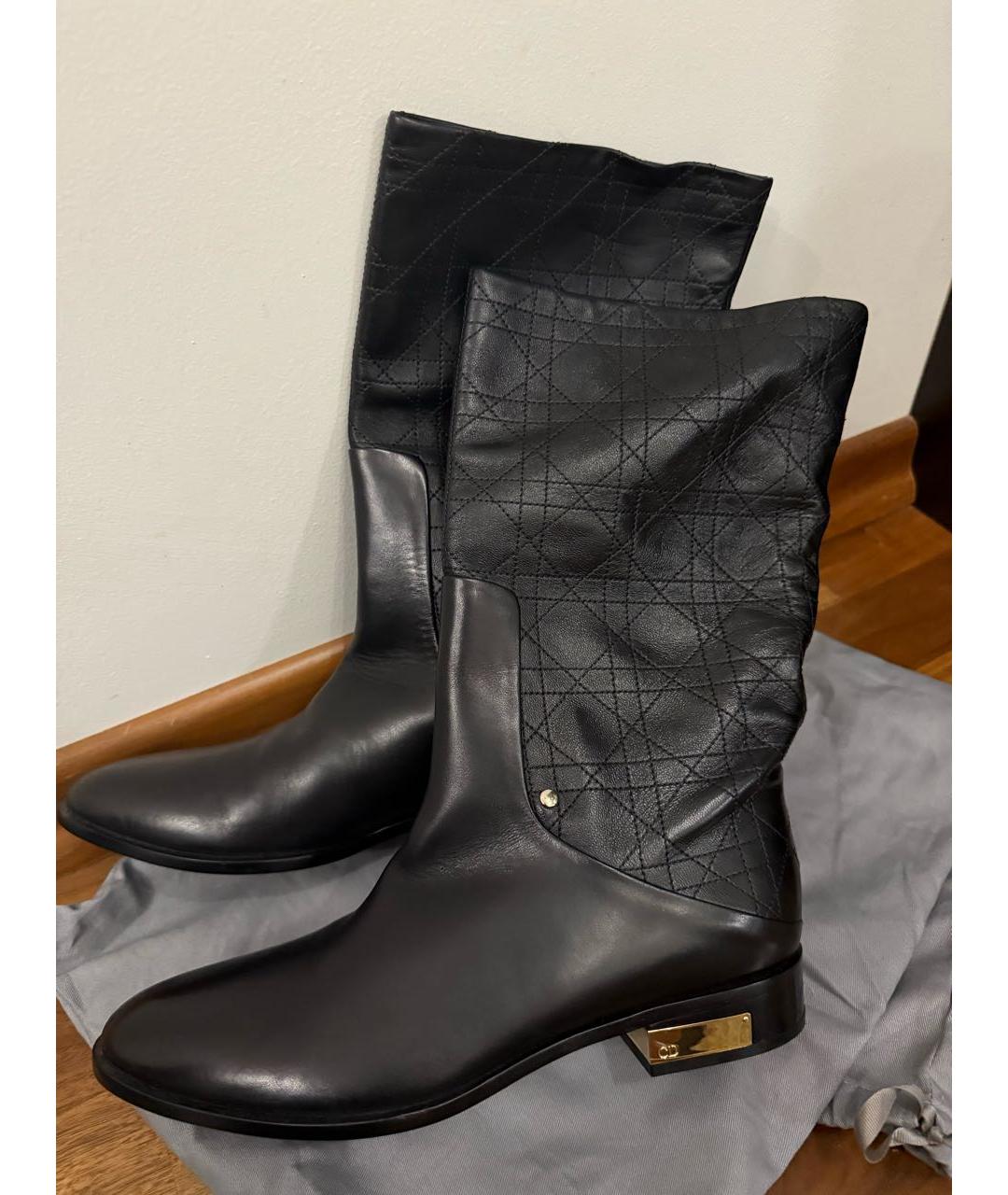 CHRISTIAN DIOR Черные кожаные сапоги, фото 3