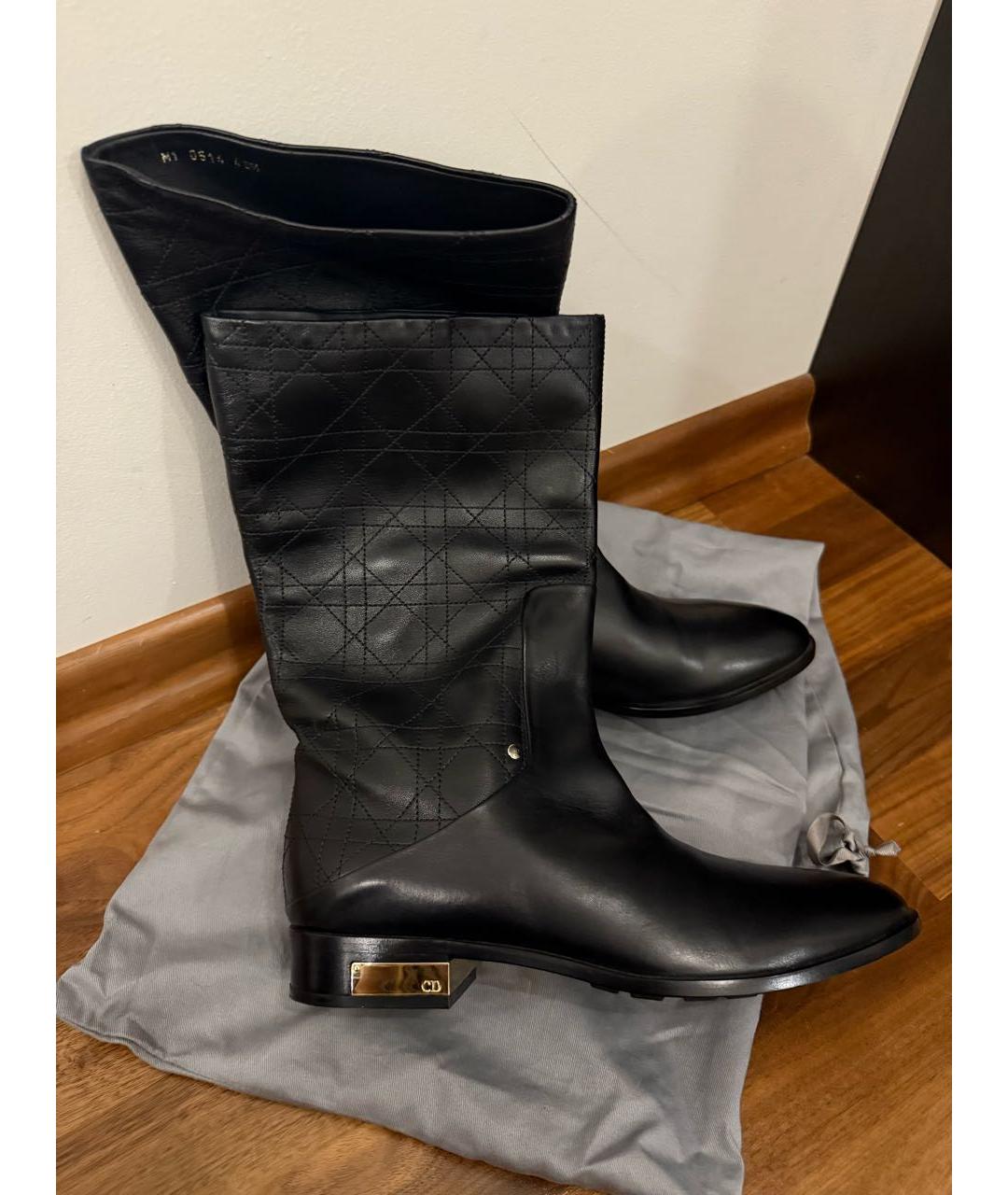 CHRISTIAN DIOR Черные кожаные сапоги, фото 6