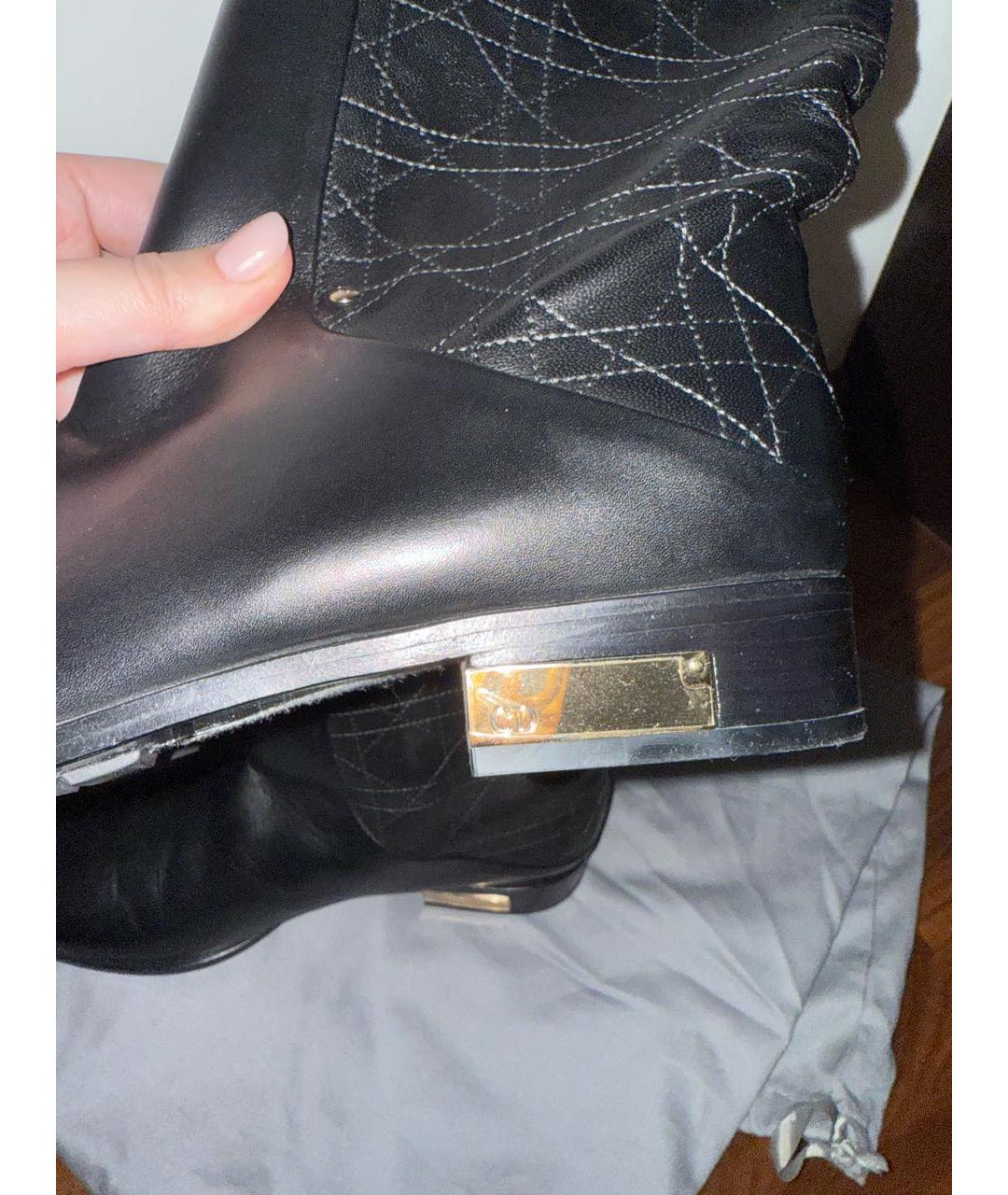 CHRISTIAN DIOR Черные кожаные сапоги, фото 2