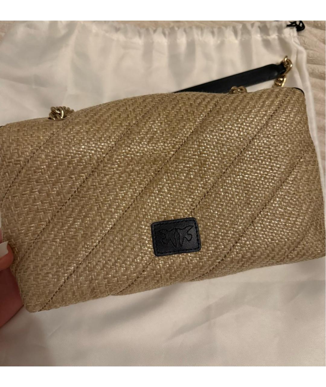 PINKO Бежевая пелетеная сумка через плечо, фото 4