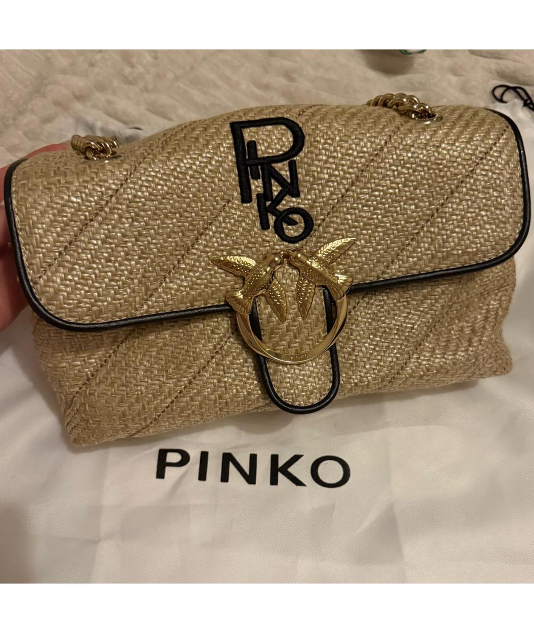 PINKO Бежевая пелетеная сумка через плечо, фото 5