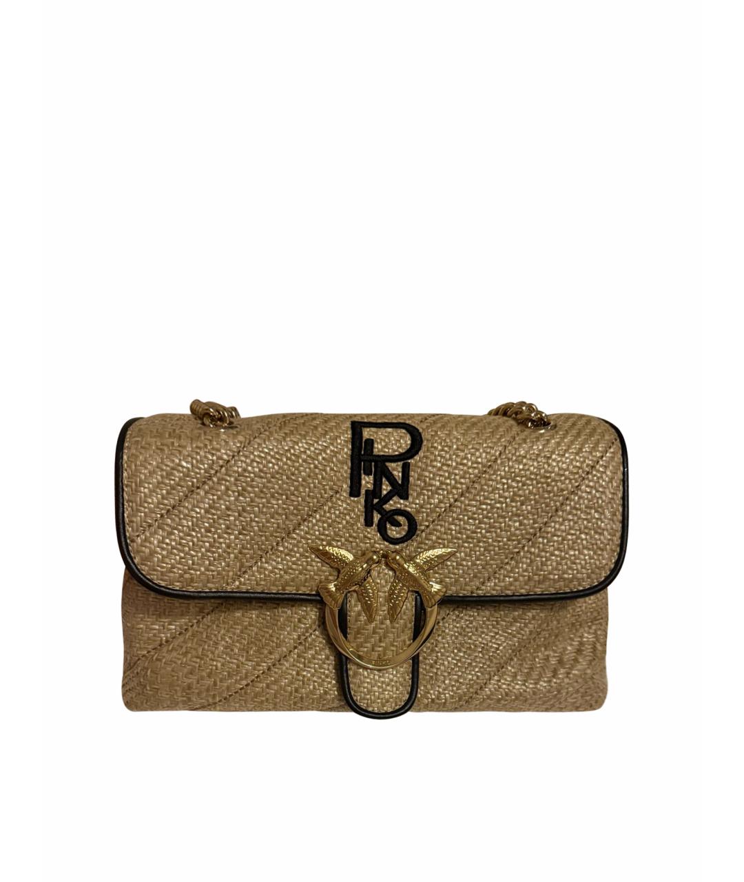 PINKO Бежевая пелетеная сумка через плечо, фото 1