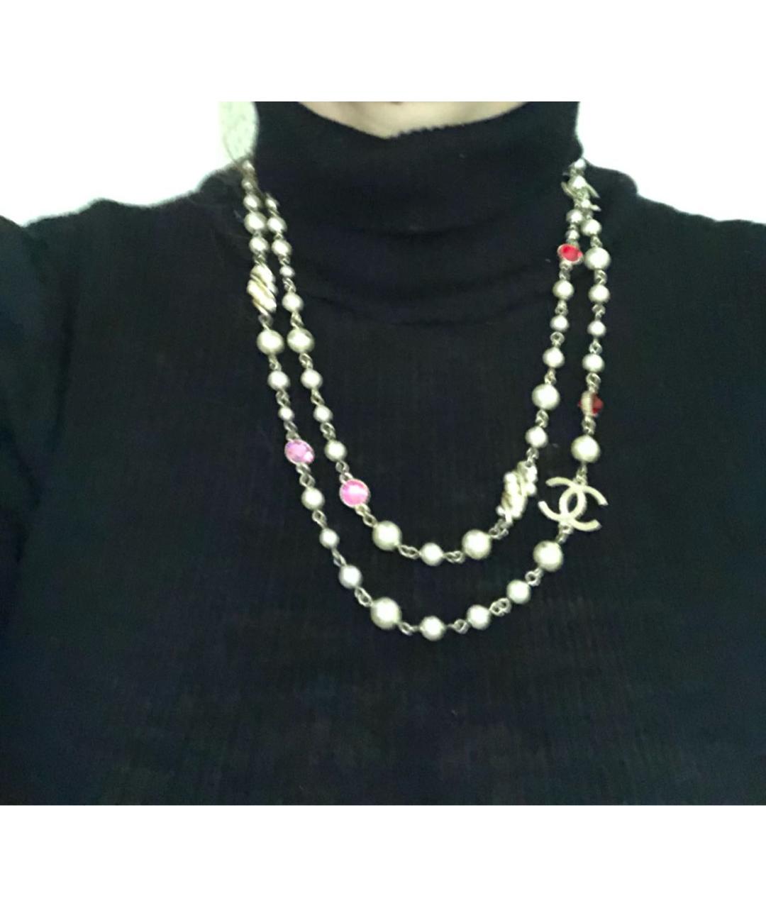 CHANEL Белое металлическое колье, фото 8