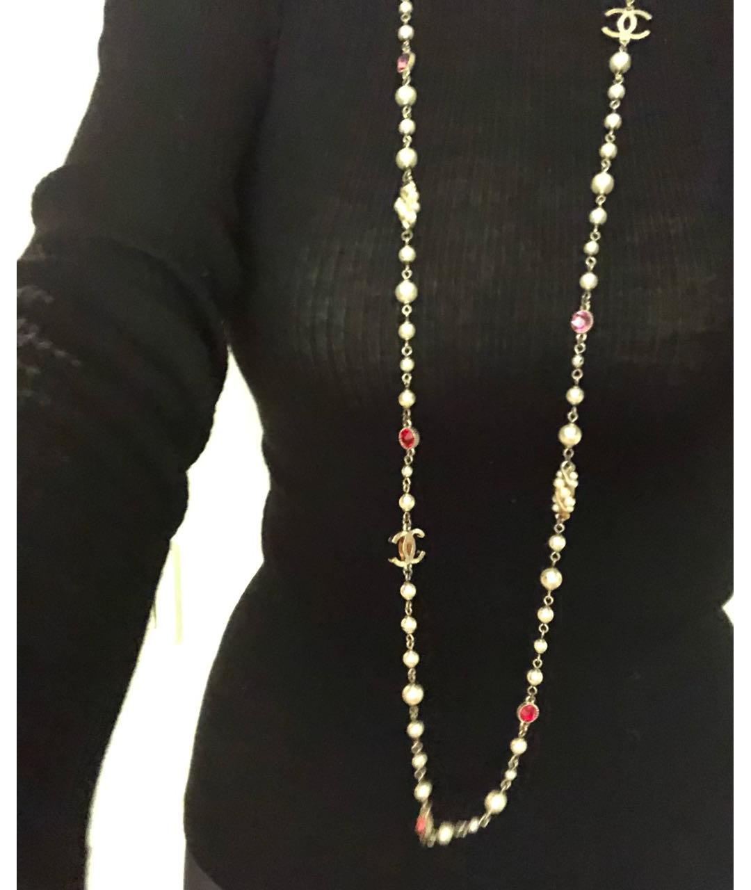 CHANEL Белое металлическое колье, фото 6