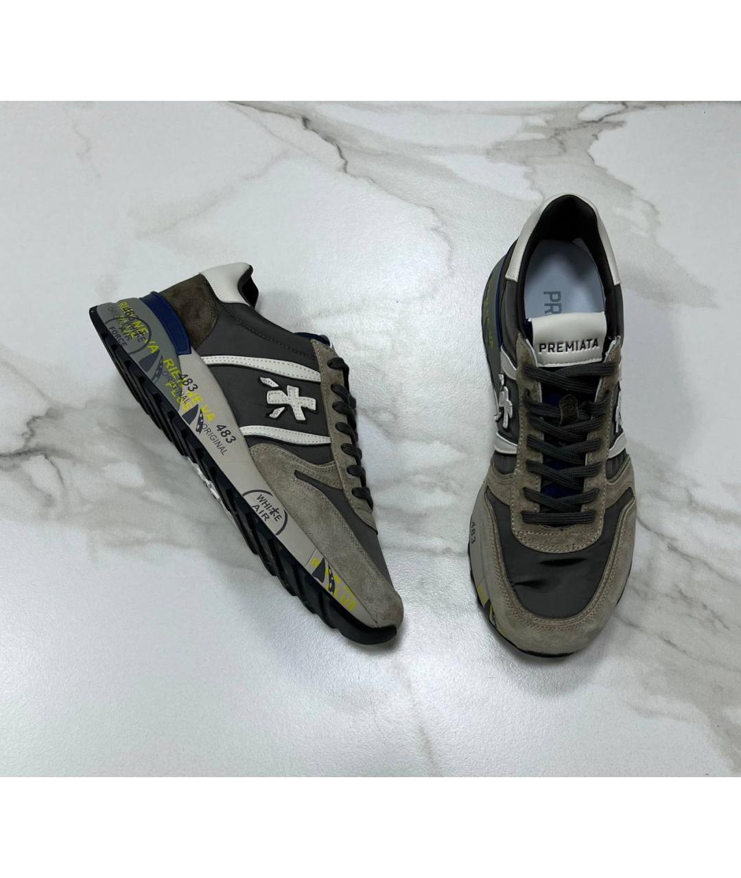 PREMIATA Коричневые кожаные низкие кроссовки / кеды, фото 2