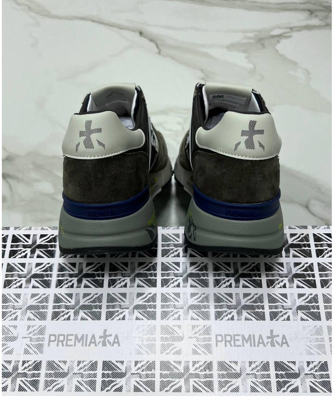 PREMIATA Коричневые кожаные низкие кроссовки / кеды, фото 5