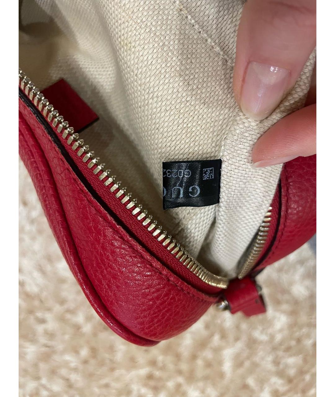 GUCCI Красная кожаная сумка через плечо, фото 5