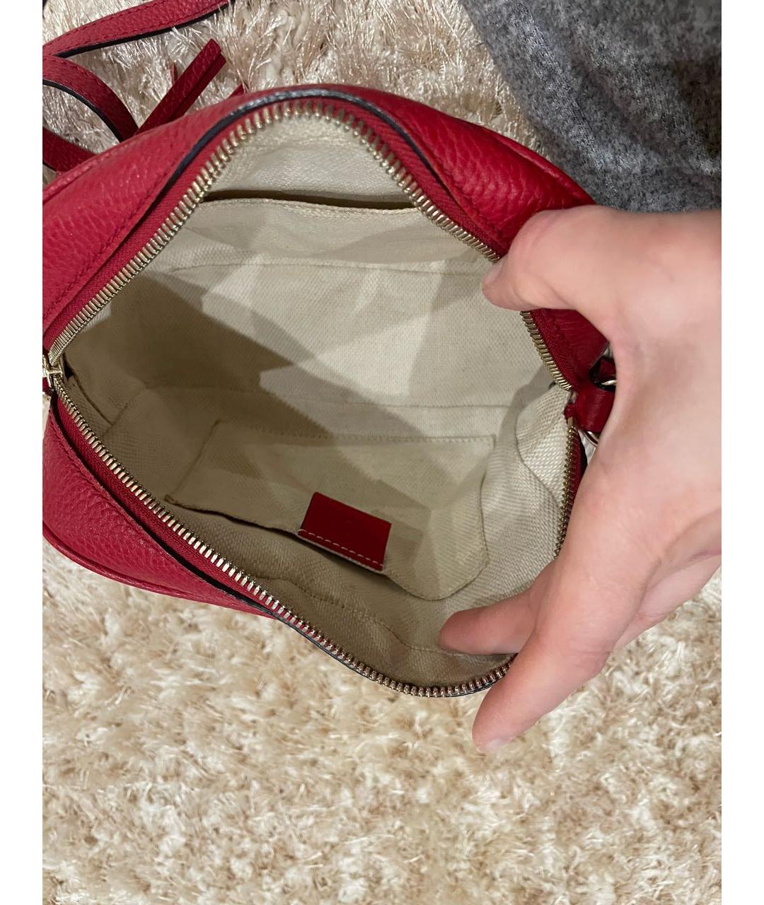 GUCCI Красная кожаная сумка через плечо, фото 6