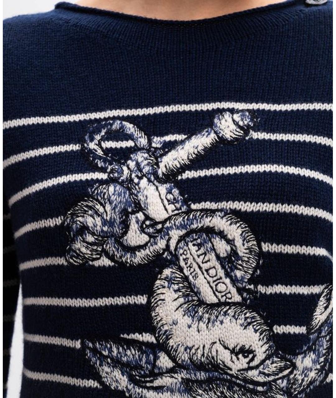 CHRISTIAN DIOR Темно-синий кашемировый джемпер / свитер, фото 4