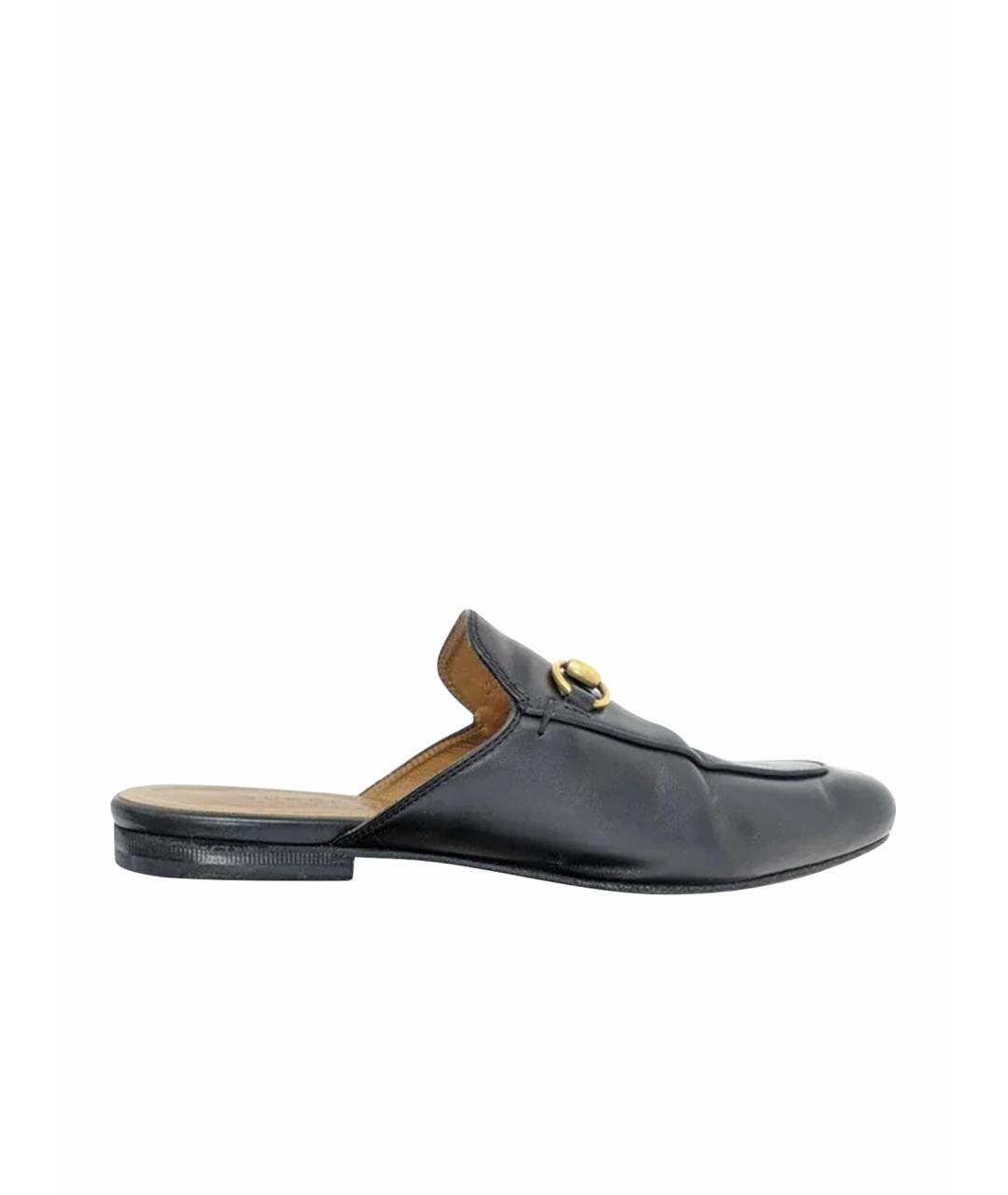 GUCCI Черные кожаные мюли, фото 1
