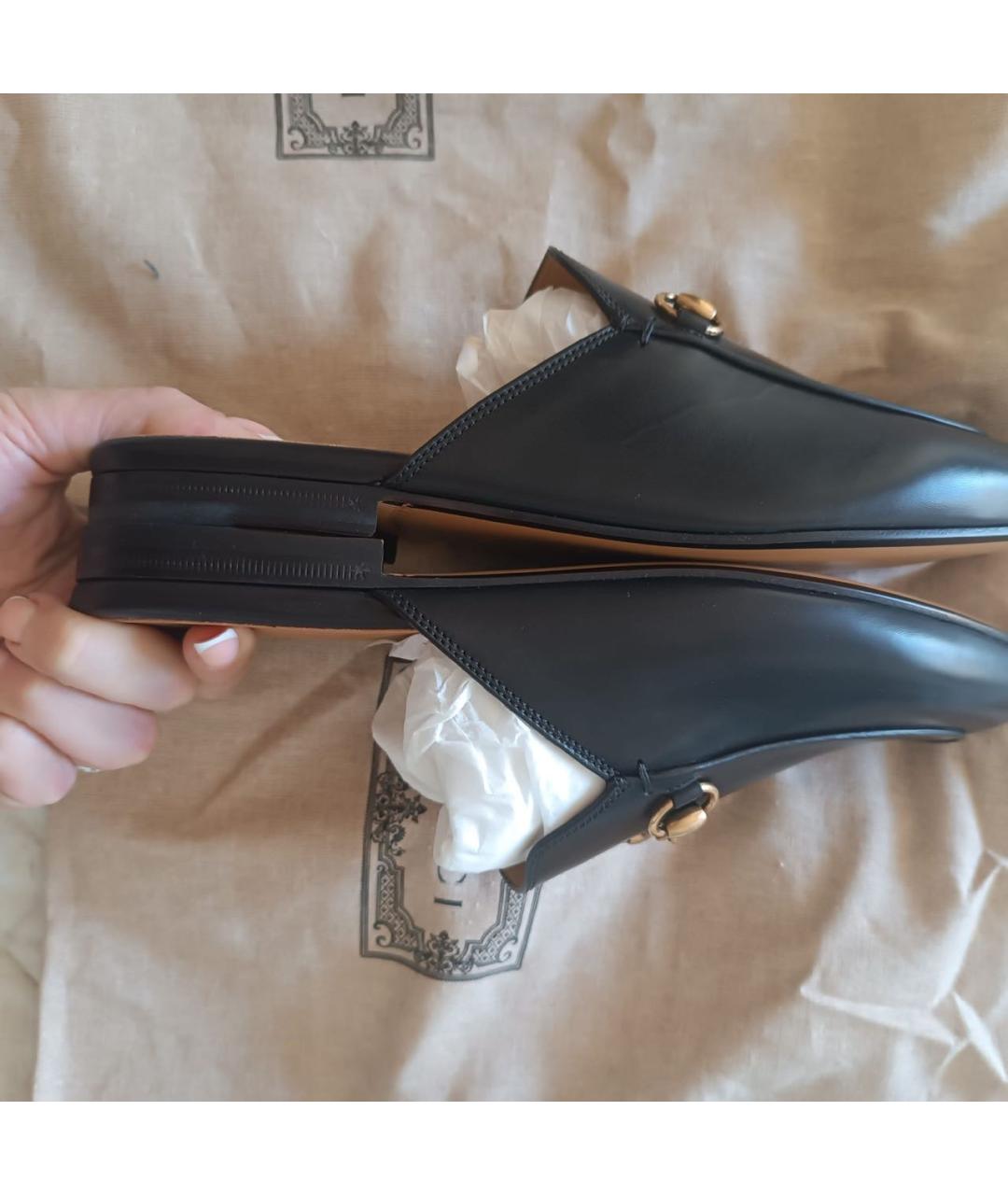 GUCCI Черные кожаные мюли, фото 6