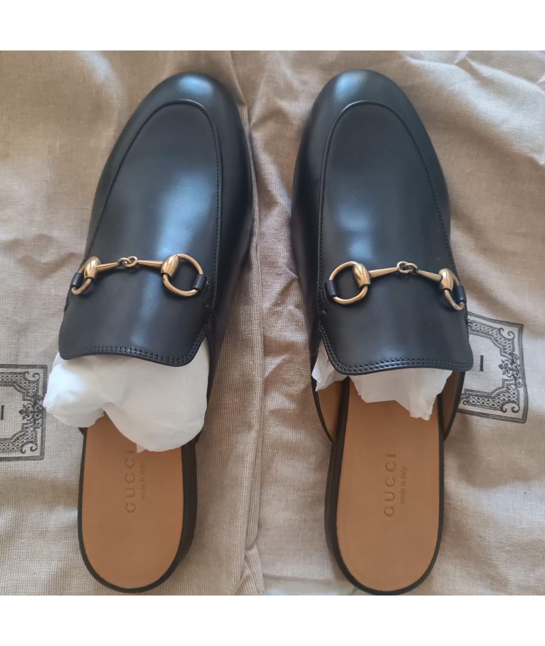 GUCCI Черные кожаные мюли, фото 3