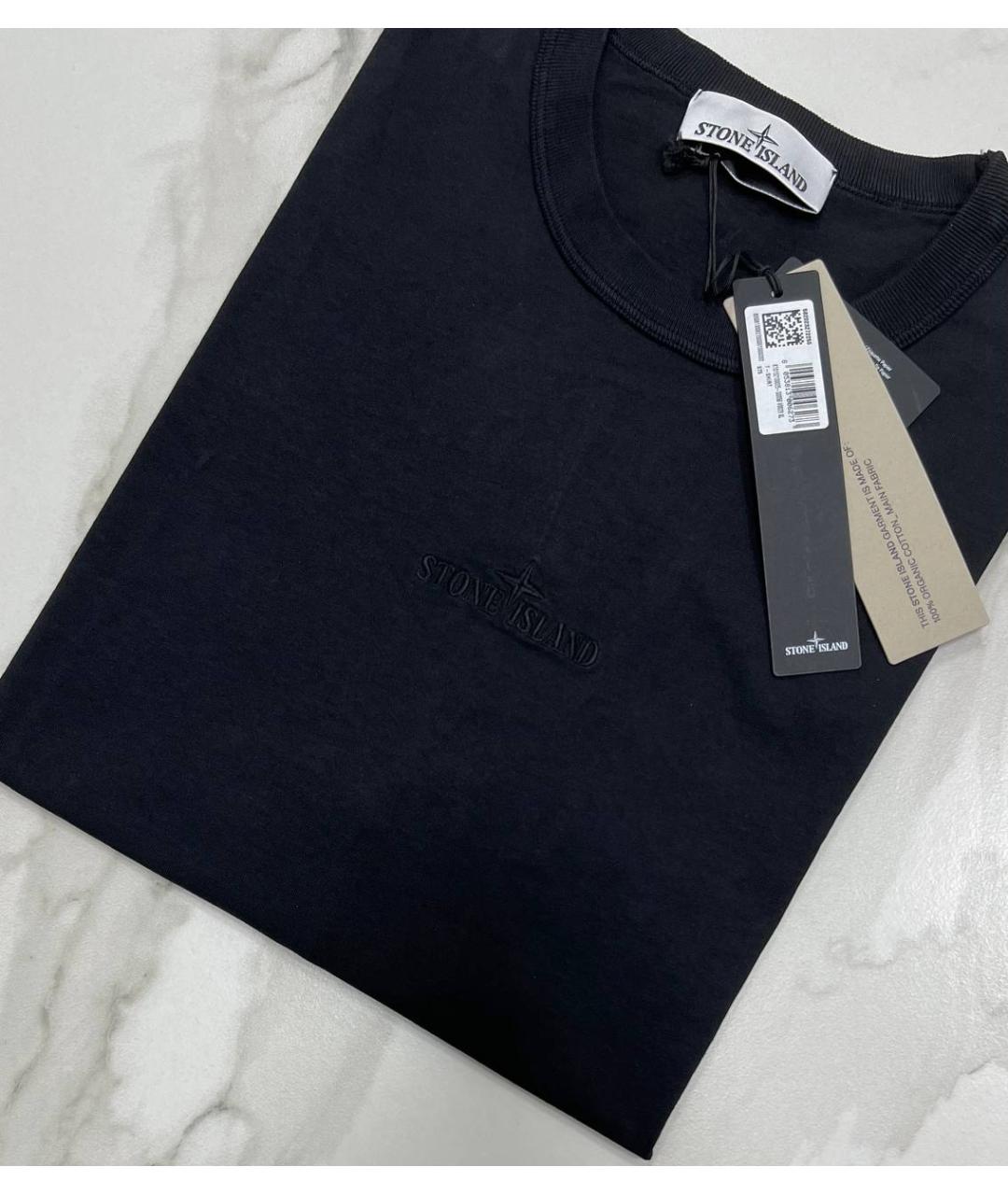 STONE ISLAND Черная хлопковая футболка, фото 5