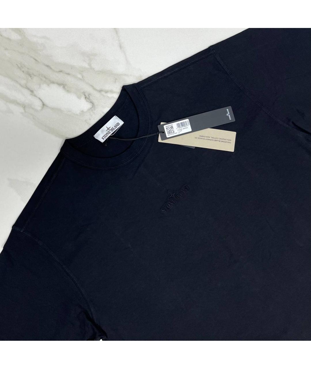 STONE ISLAND Черная хлопковая футболка, фото 2