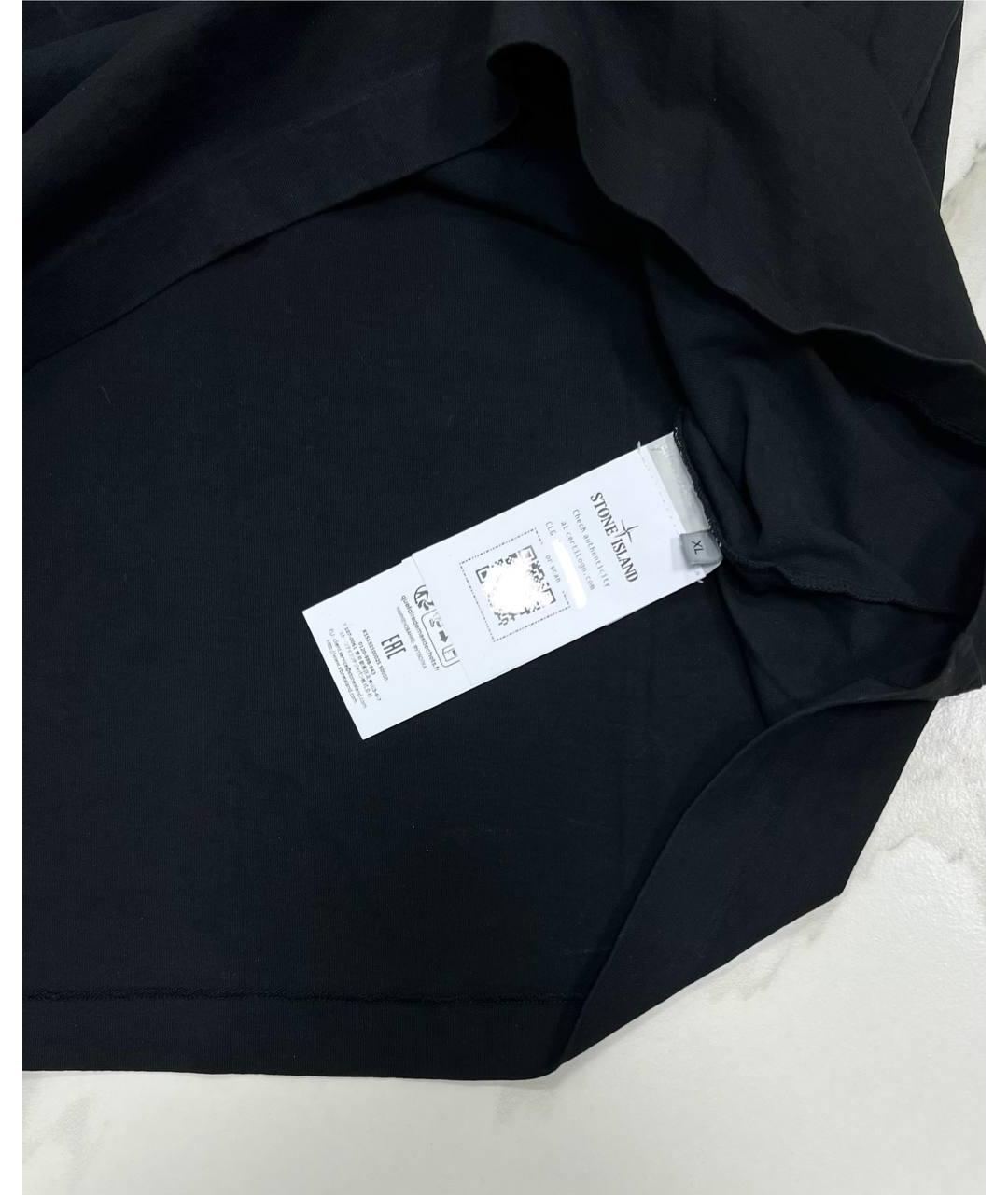 STONE ISLAND Черная хлопковая футболка, фото 3