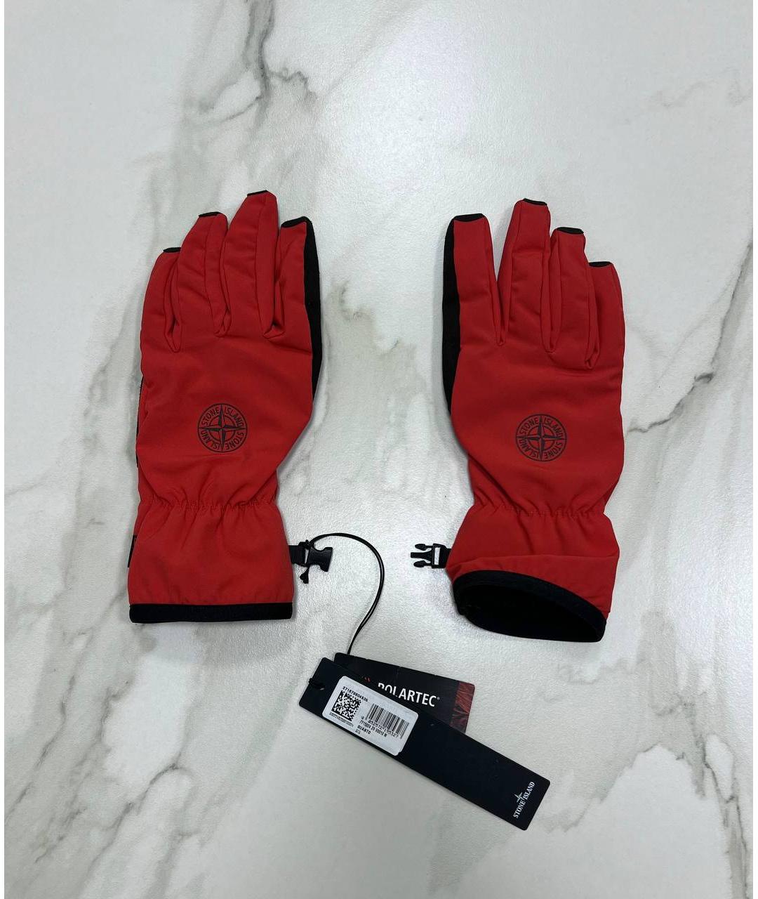 STONE ISLAND Красные синтетические перчатки, фото 5