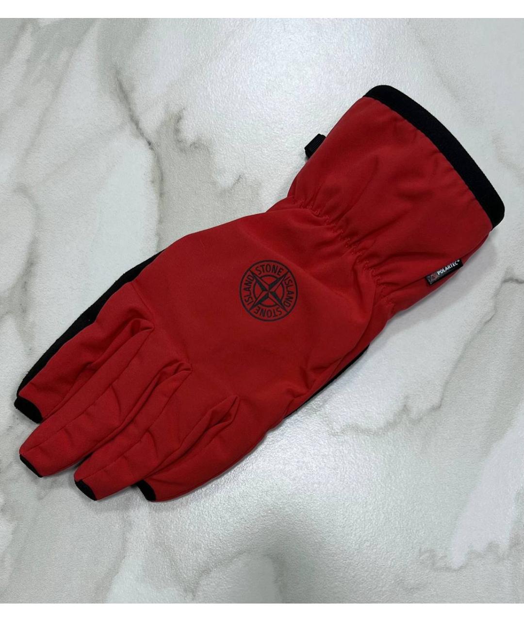STONE ISLAND Красные синтетические перчатки, фото 2