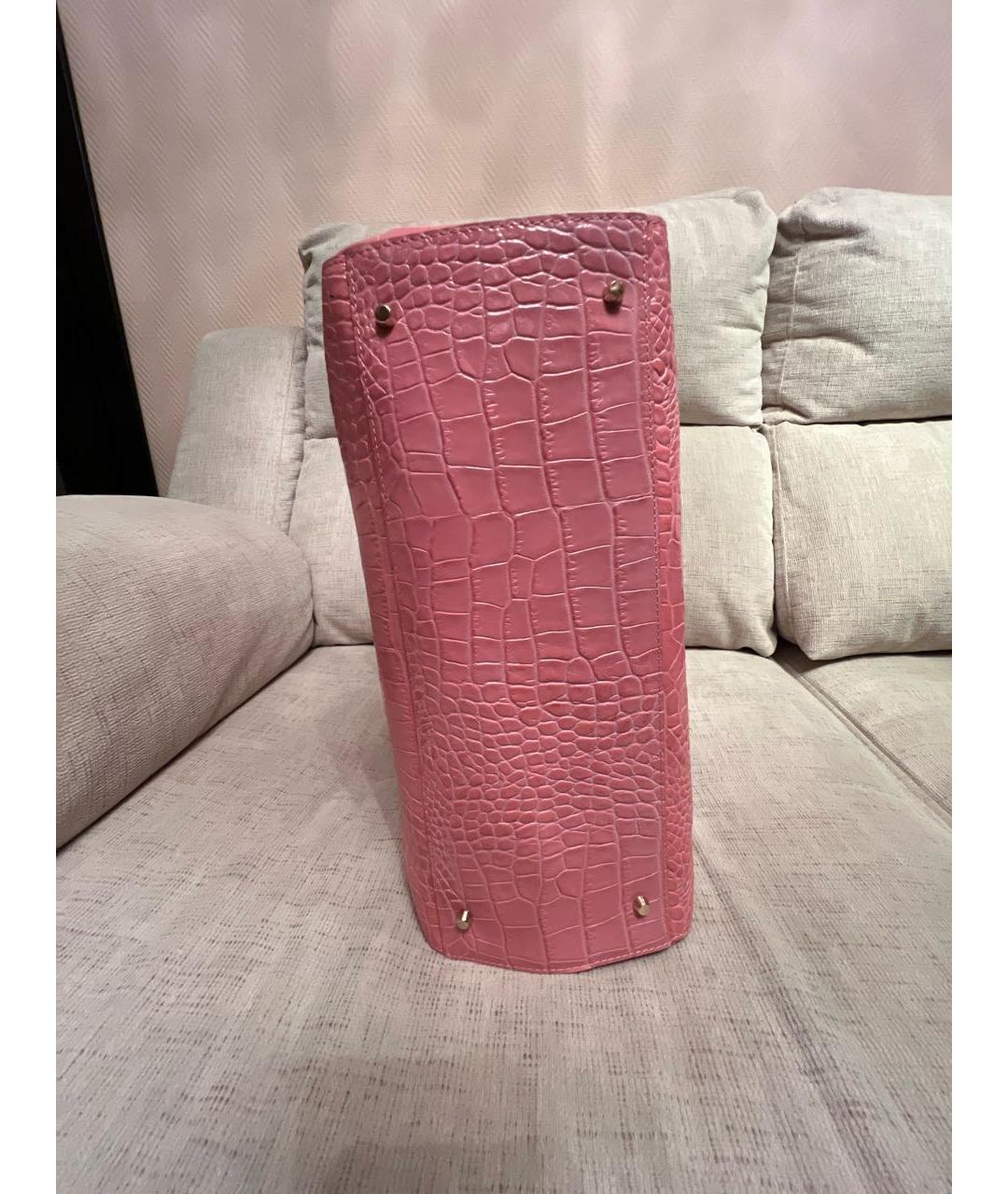 CAVALLI CLASS Коралловая кожаная сумка тоут, фото 5