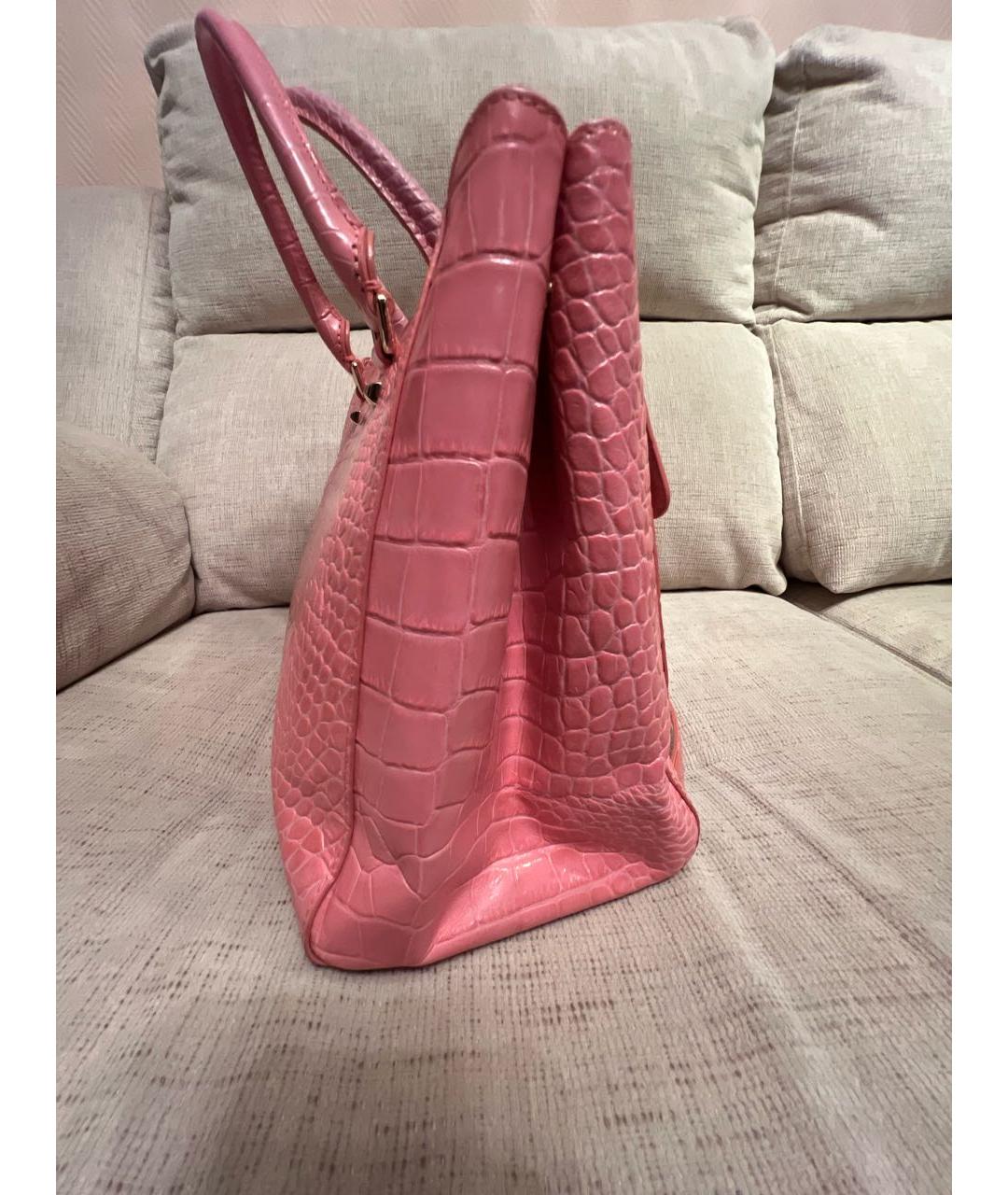 CAVALLI CLASS Коралловая кожаная сумка тоут, фото 3