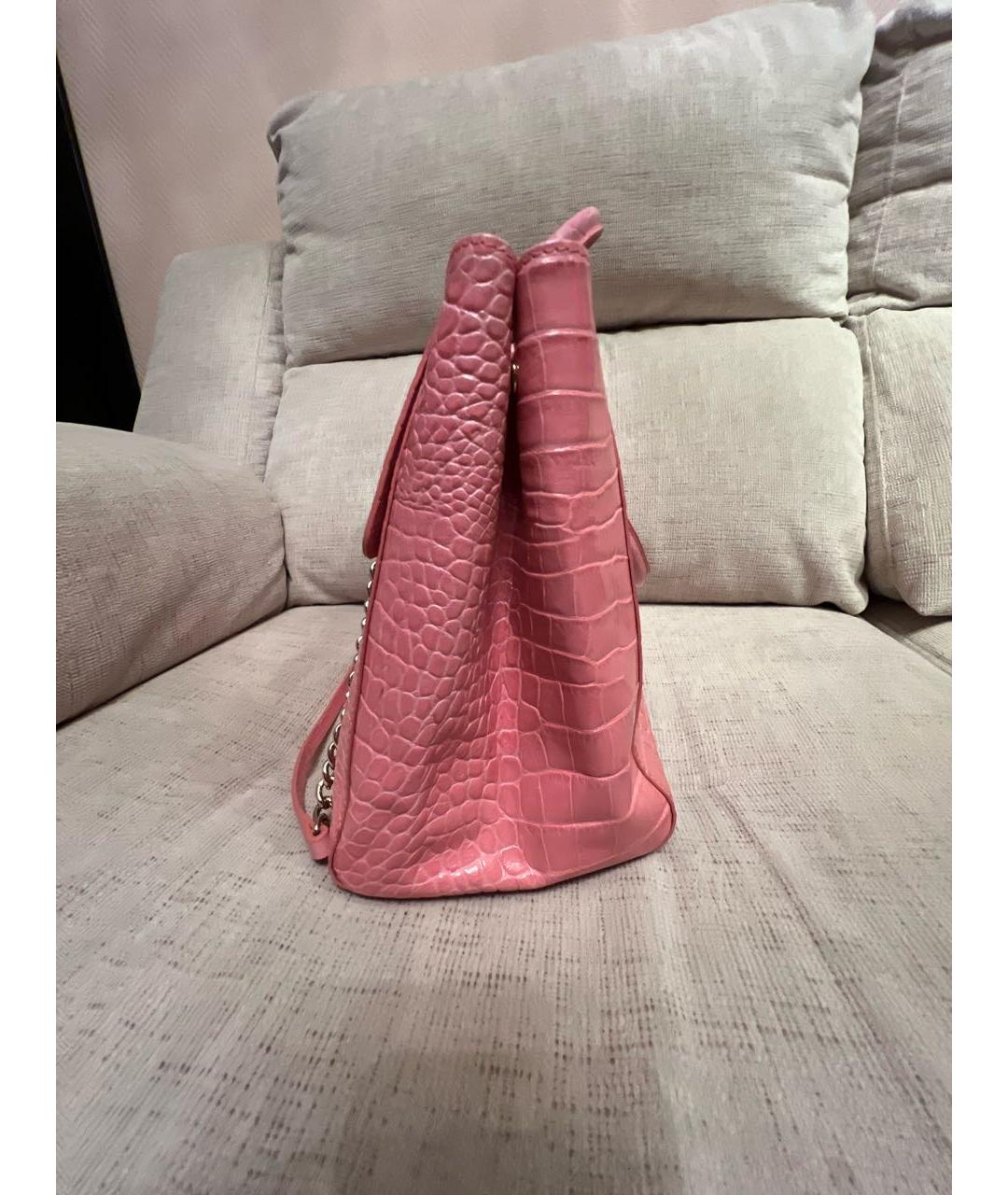 CAVALLI CLASS Коралловая кожаная сумка тоут, фото 2