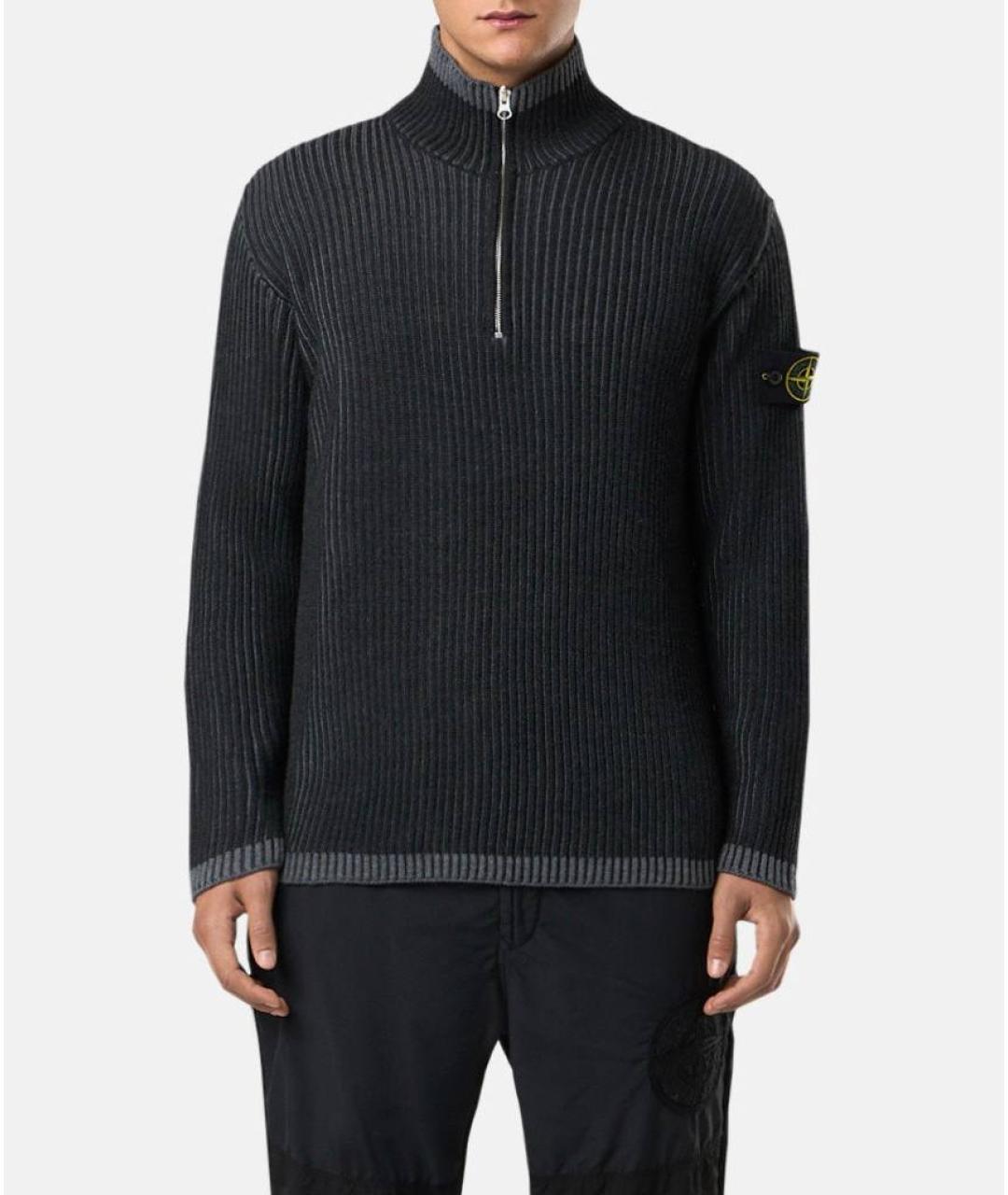 STONE ISLAND Черный шерстяной джемпер / свитер, фото 7