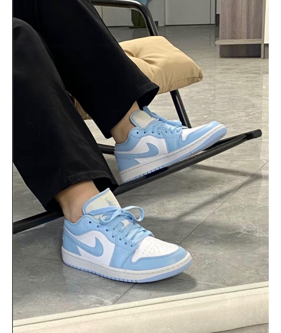 NIKE Голубые кожаные кроссовки, фото 4