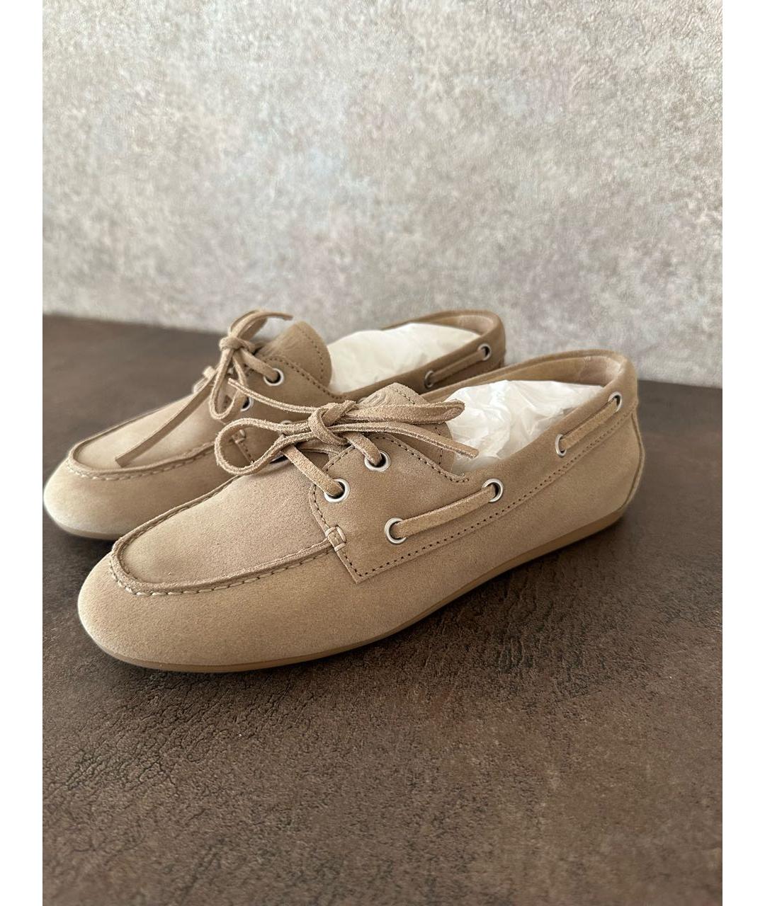 MIU MIU Бежевые замшевые мокасины, фото 5