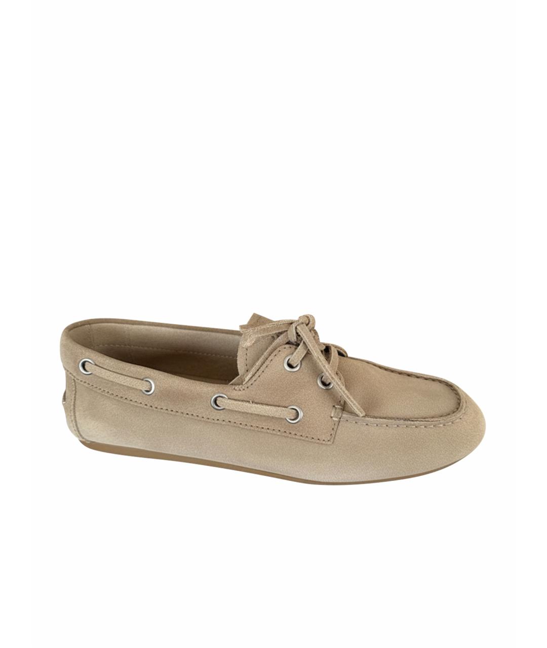 MIU MIU Бежевые замшевые мокасины, фото 1