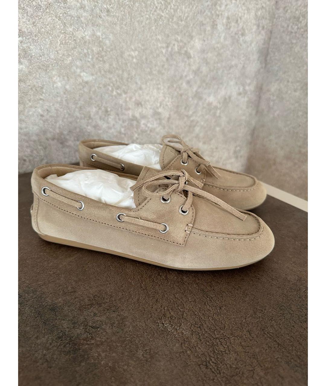 MIU MIU Бежевые замшевые мокасины, фото 8