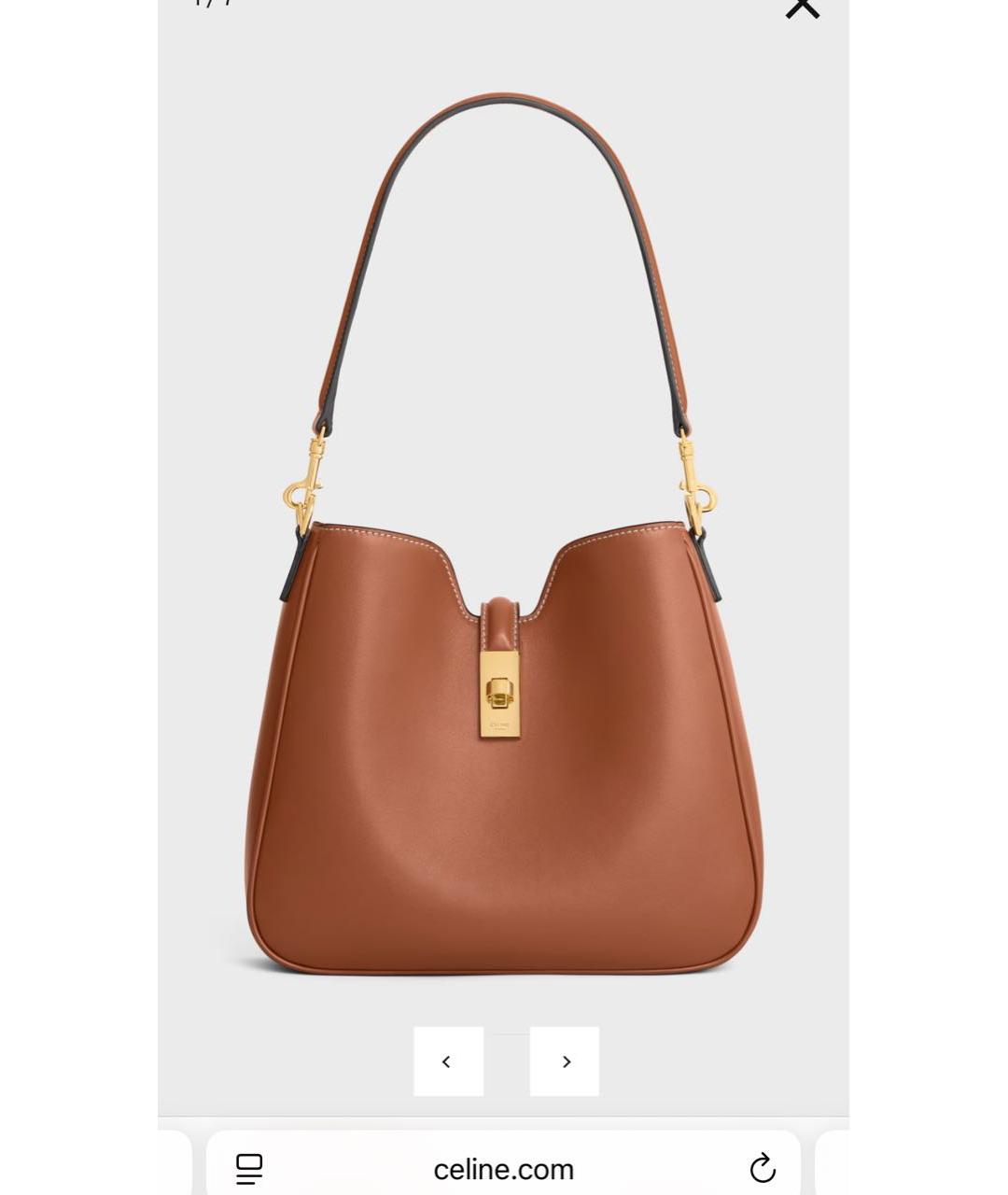 CELINE Коричневая кожаная сумка через плечо, фото 4