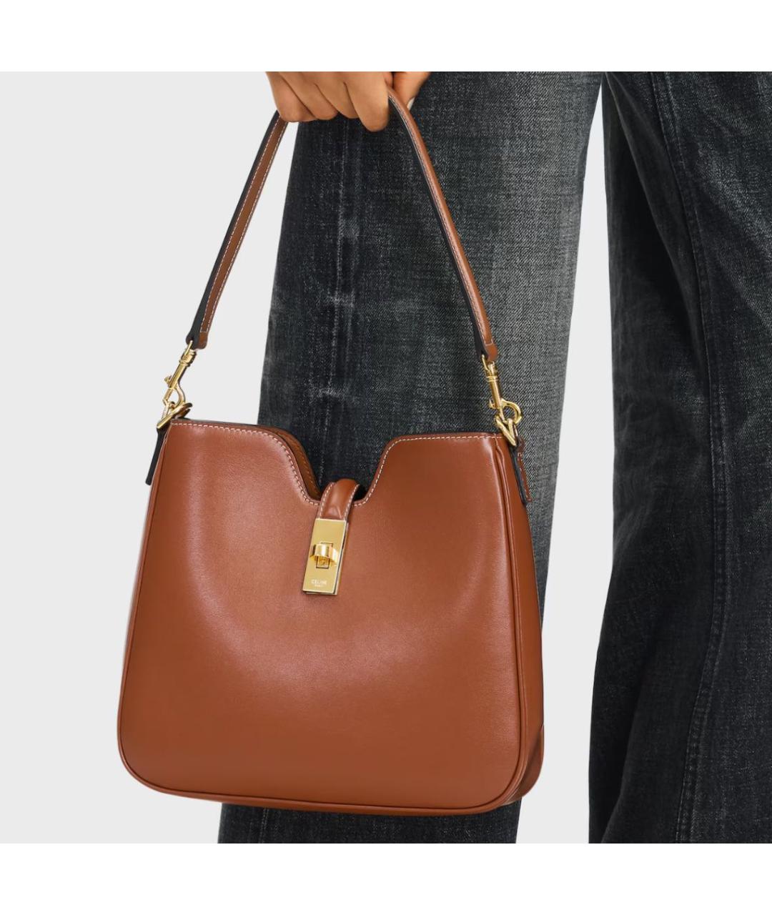 CELINE Коричневая кожаная сумка через плечо, фото 2