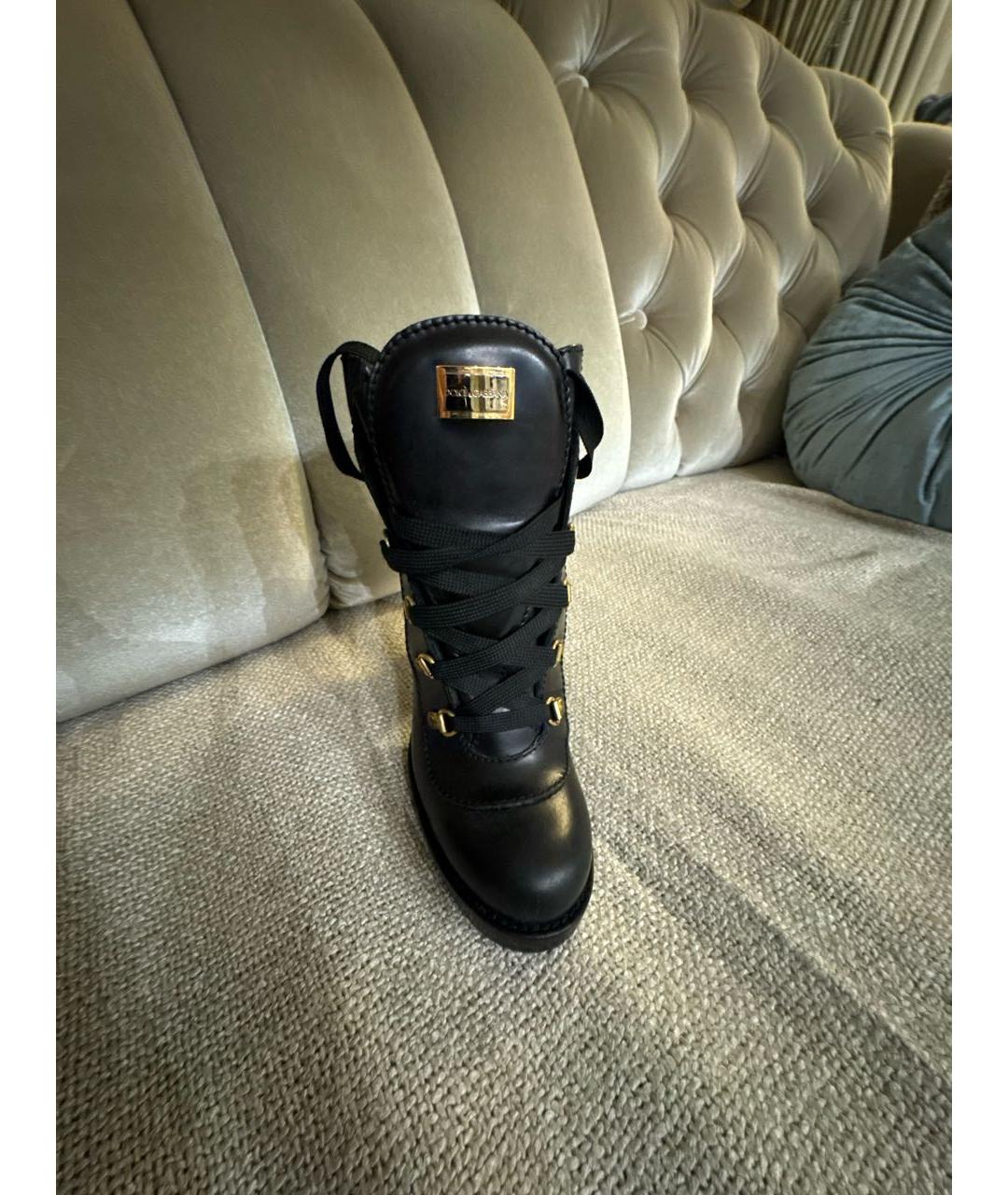 DOLCE&GABBANA Черные кожаные ботильоны, фото 2