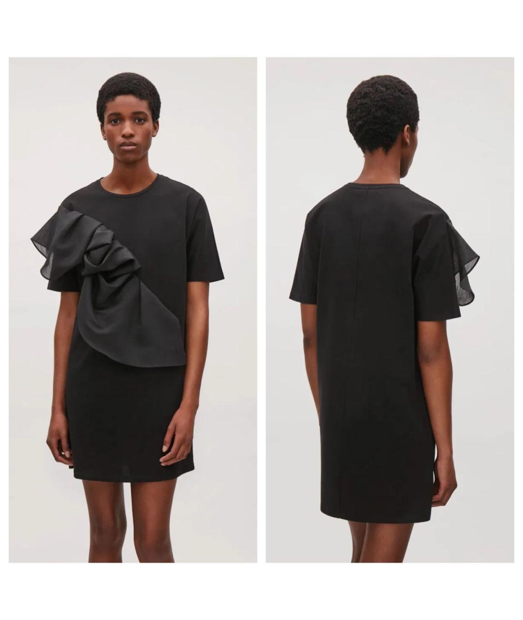 COS Черное хлопковое коктейльное платье, фото 3