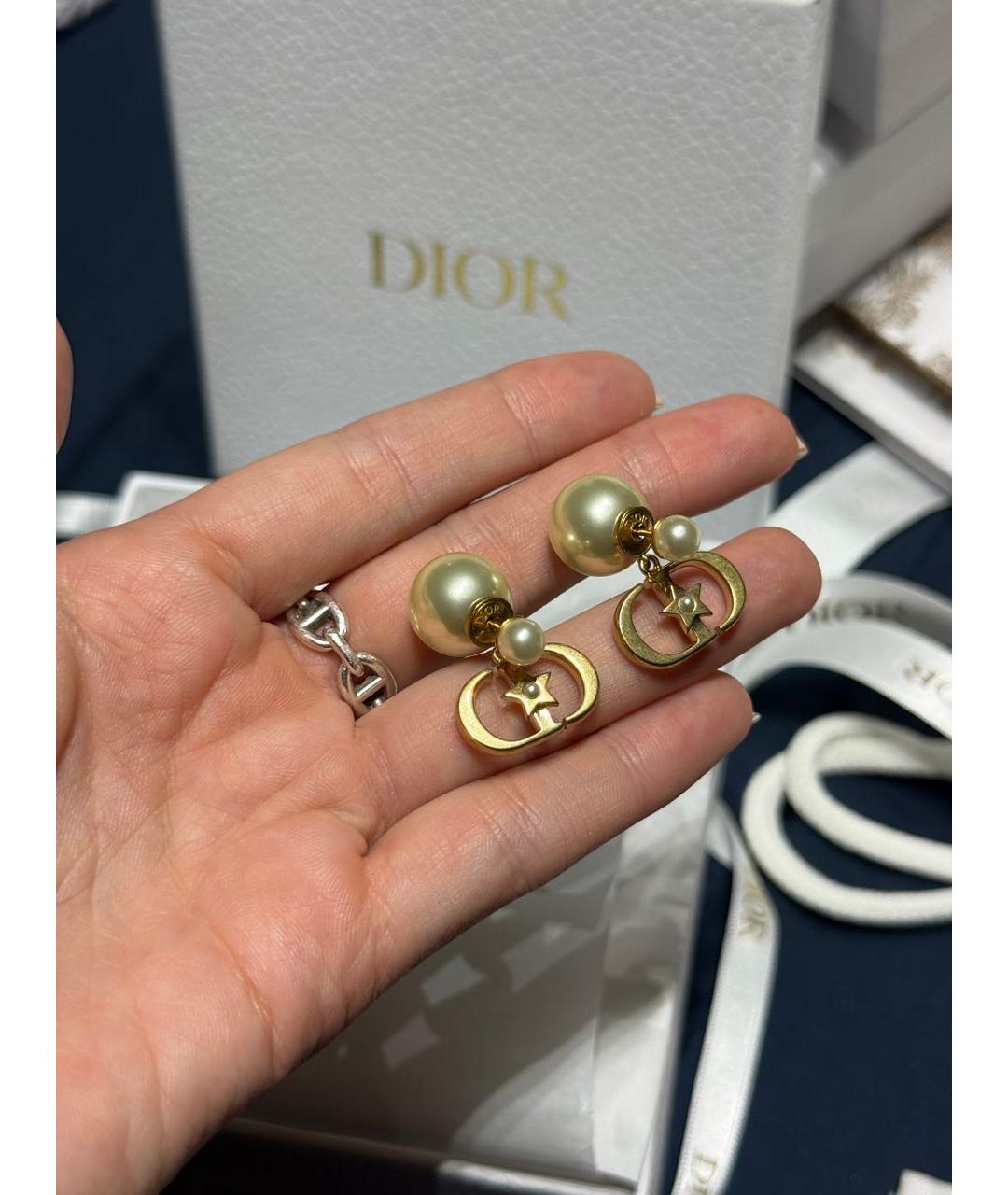 CHRISTIAN DIOR Золотые металлические серьги, фото 3